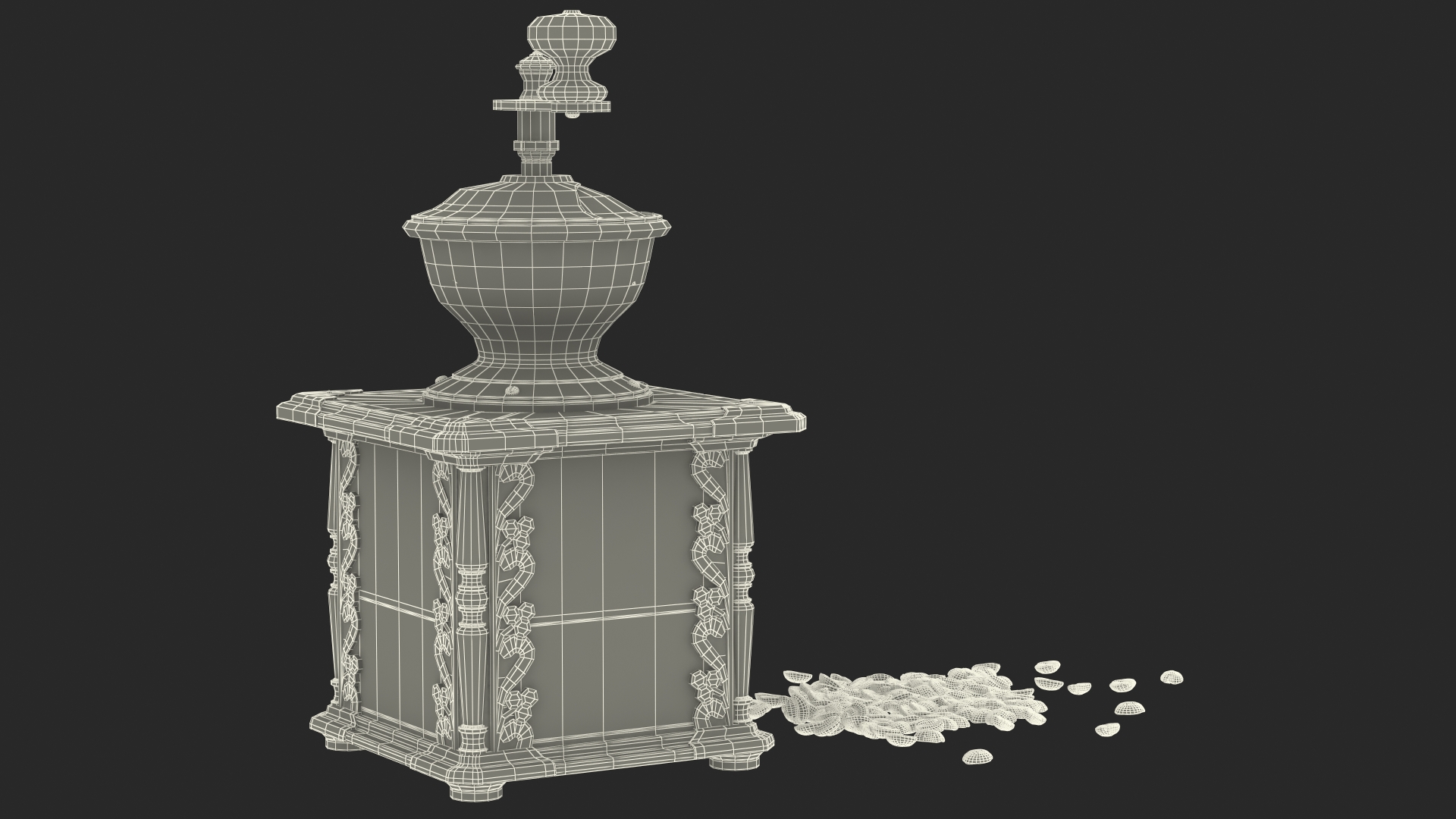 3D model Antique Coffee Grinder with Coffee Beans