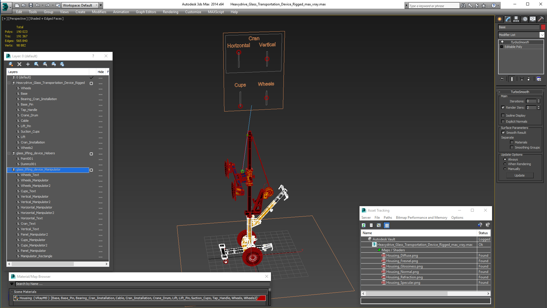 3D model Heavydrive Glass Transportation Device Rigged