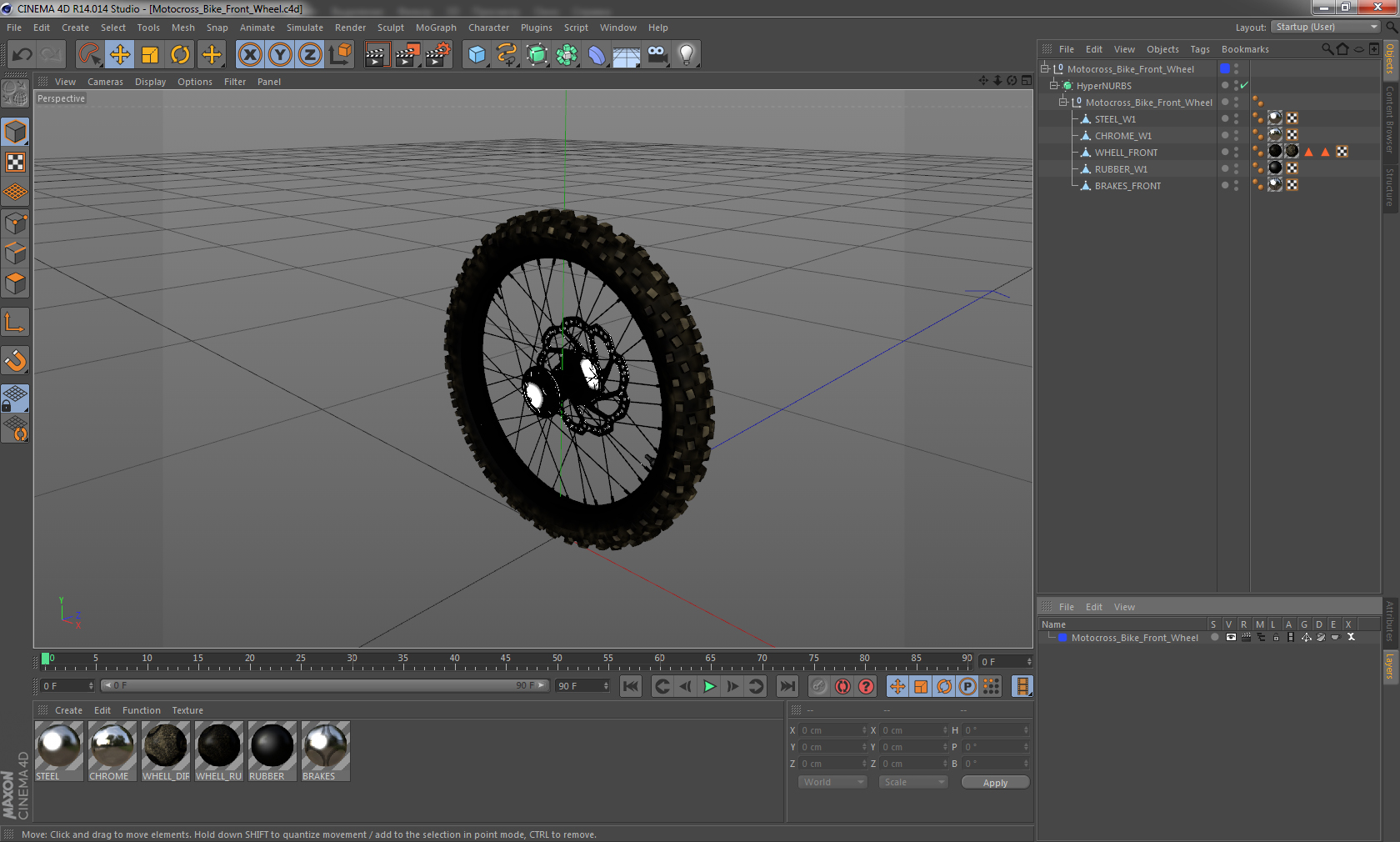 3D Motocross Bike Front Wheel