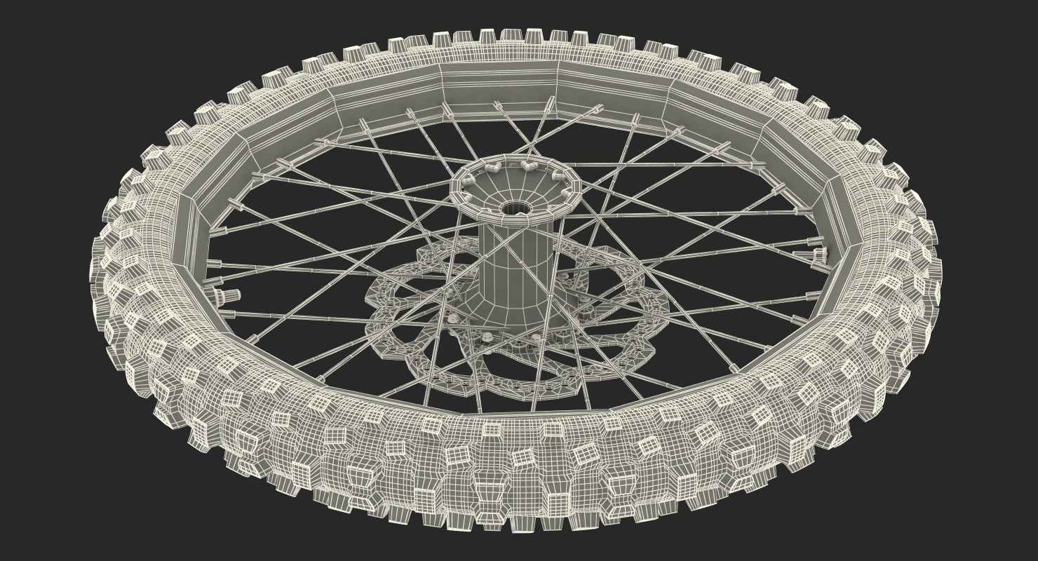3D Motocross Bike Front Wheel