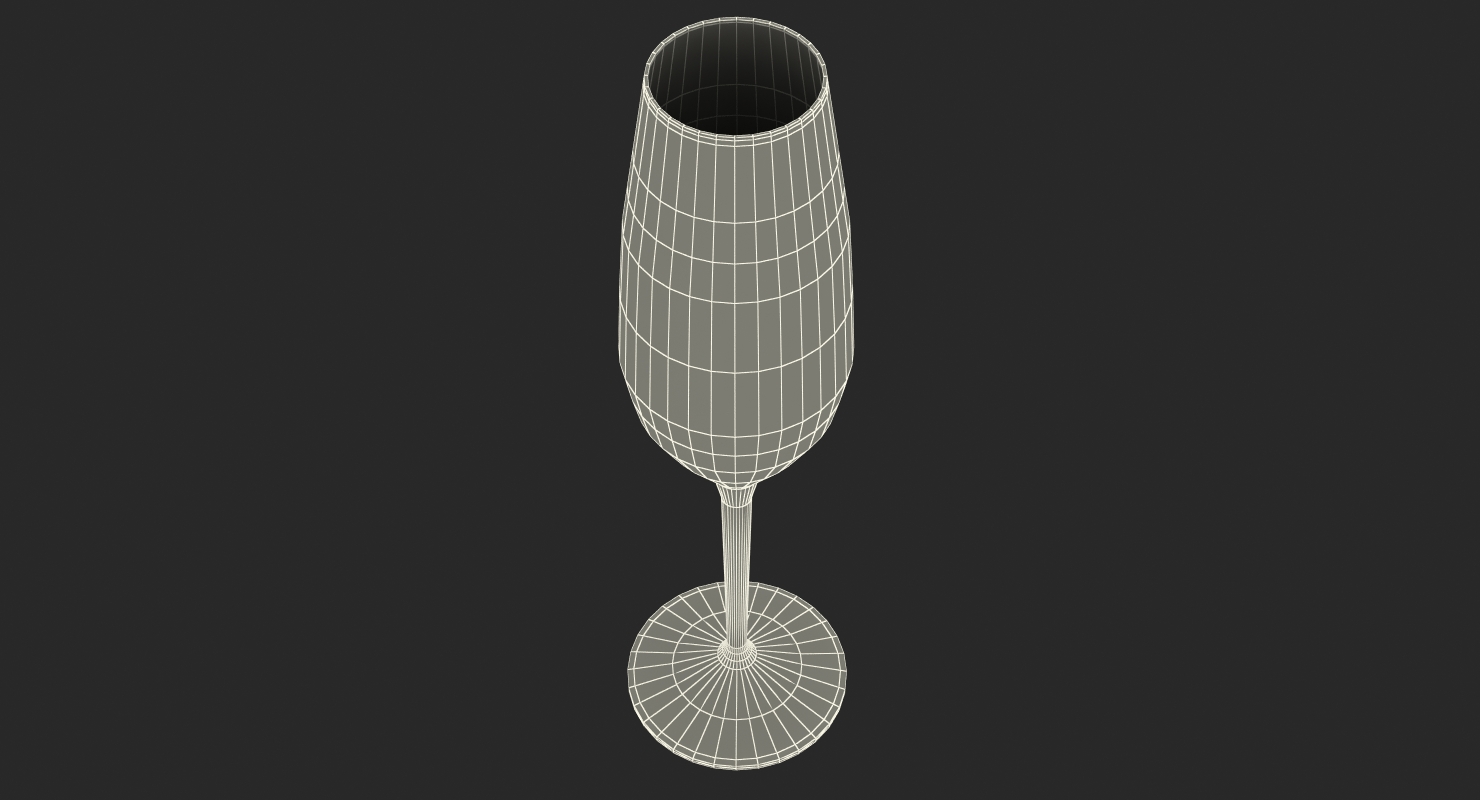 Black Stem Champagne Flute Empty 3D