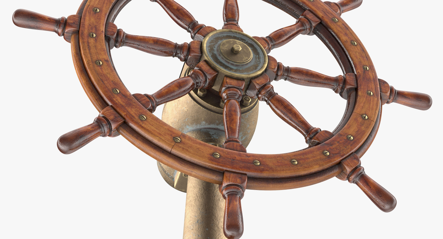 Large Vintage Ship Wheel 3D model