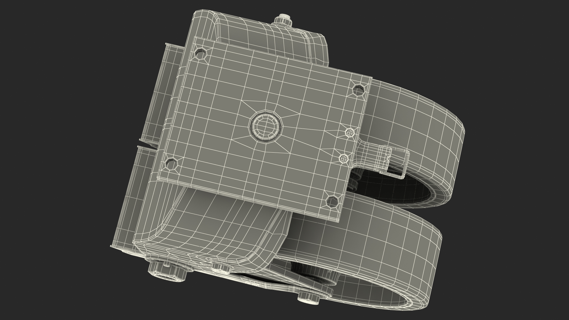3D model Twin Wheel Swivel Caster with Brake