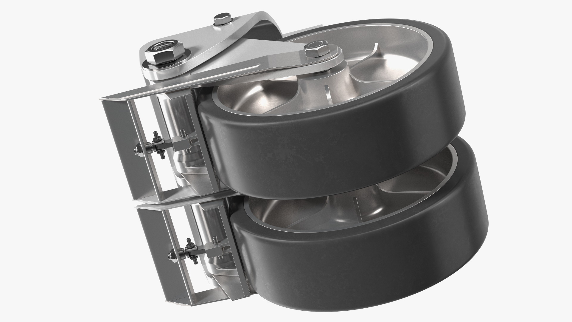 3D model Twin Wheel Swivel Caster with Brake