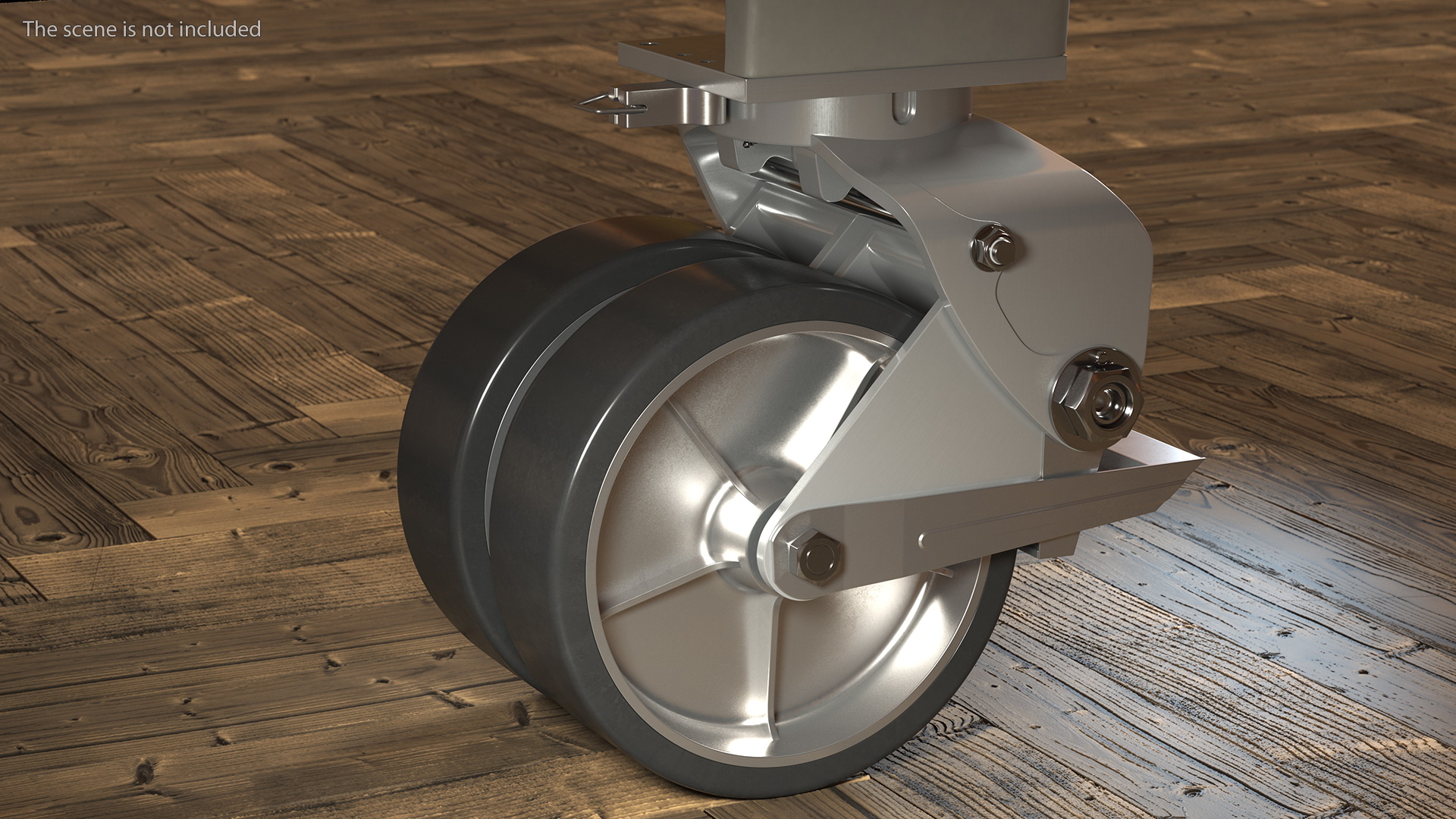 3D model Twin Wheel Swivel Caster with Brake