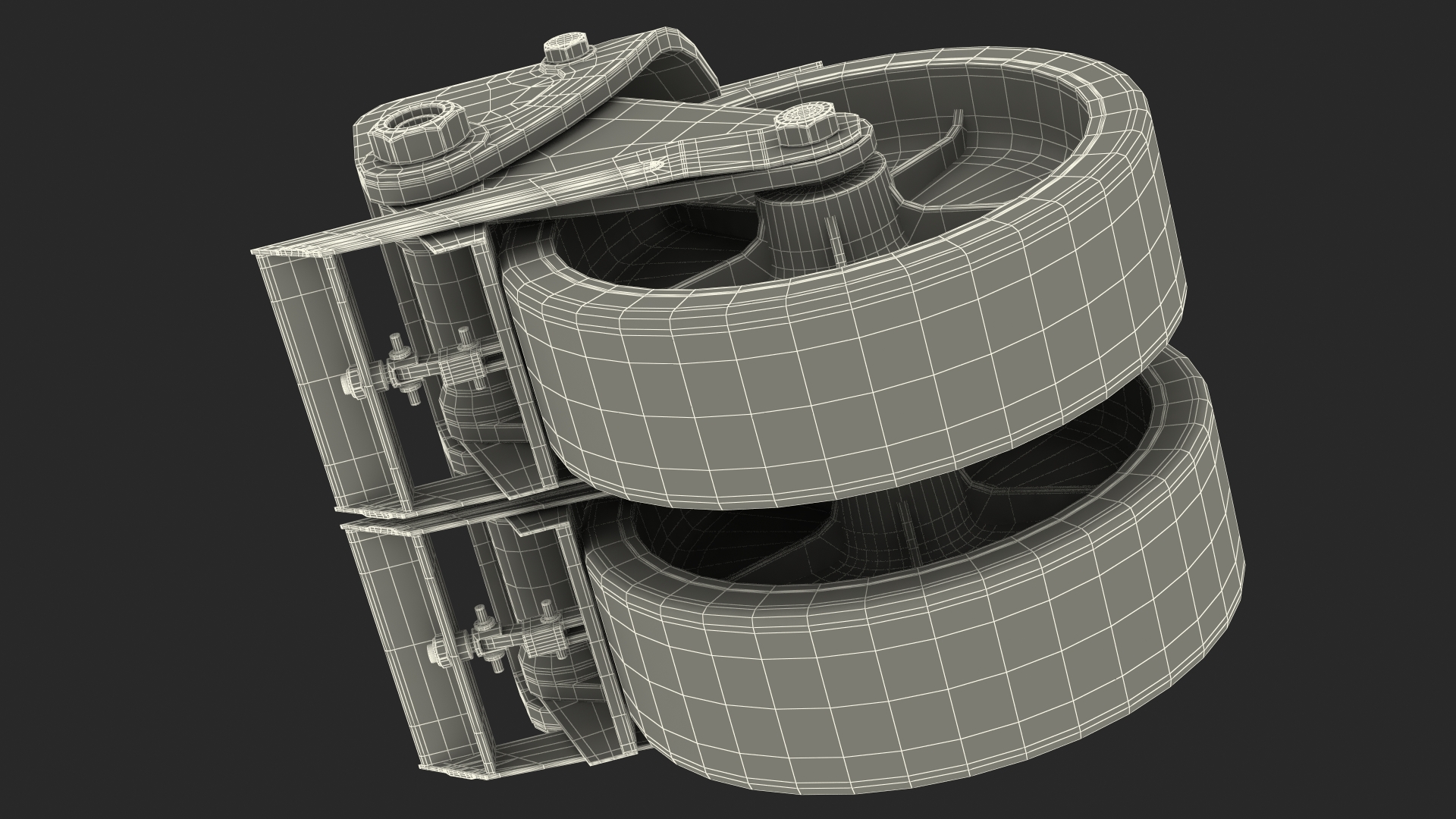 3D model Twin Wheel Swivel Caster with Brake