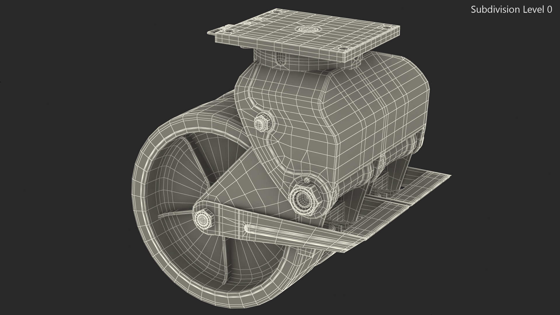 3D model Twin Wheel Swivel Caster with Brake