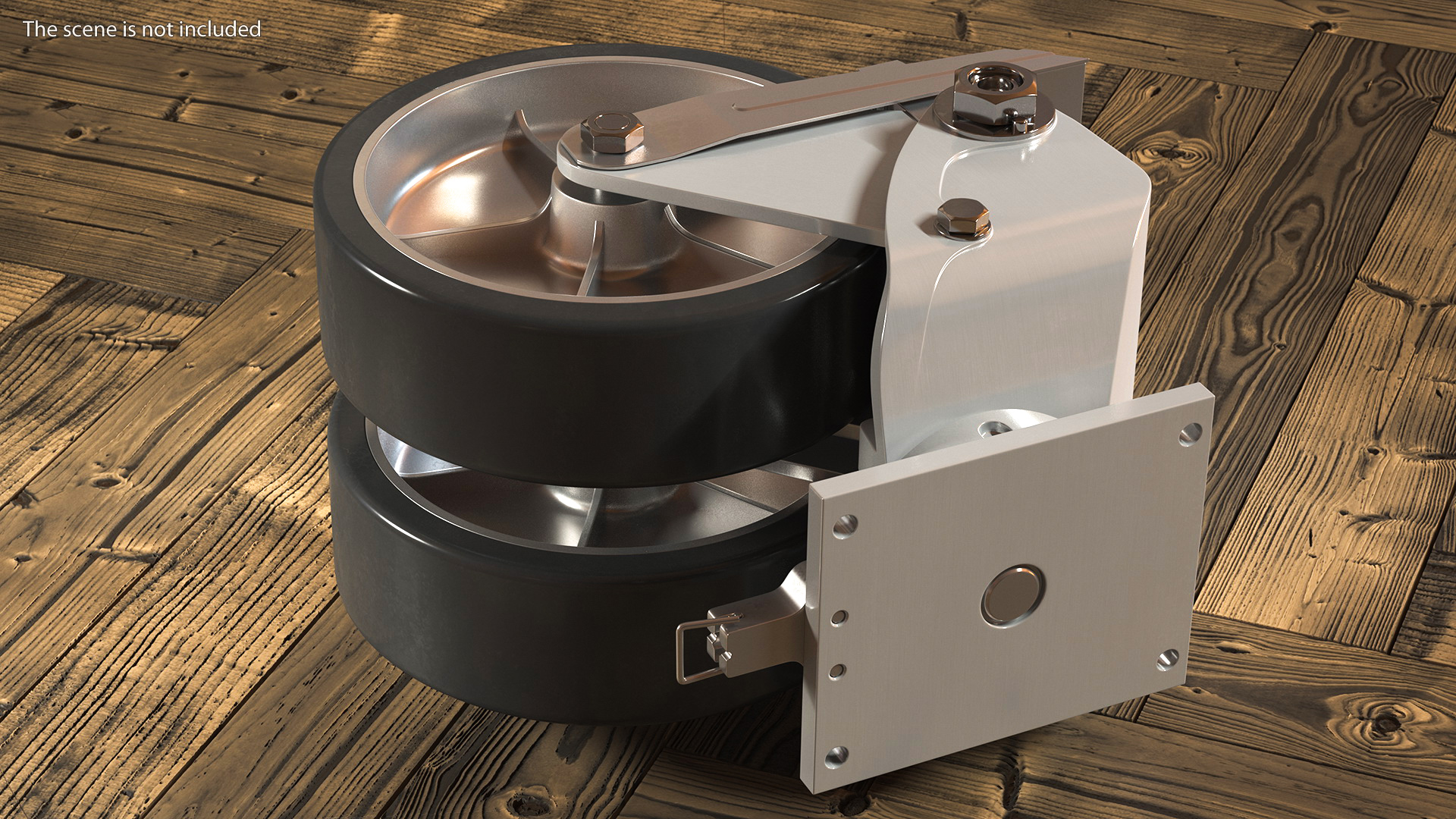 3D model Twin Wheel Swivel Caster with Brake