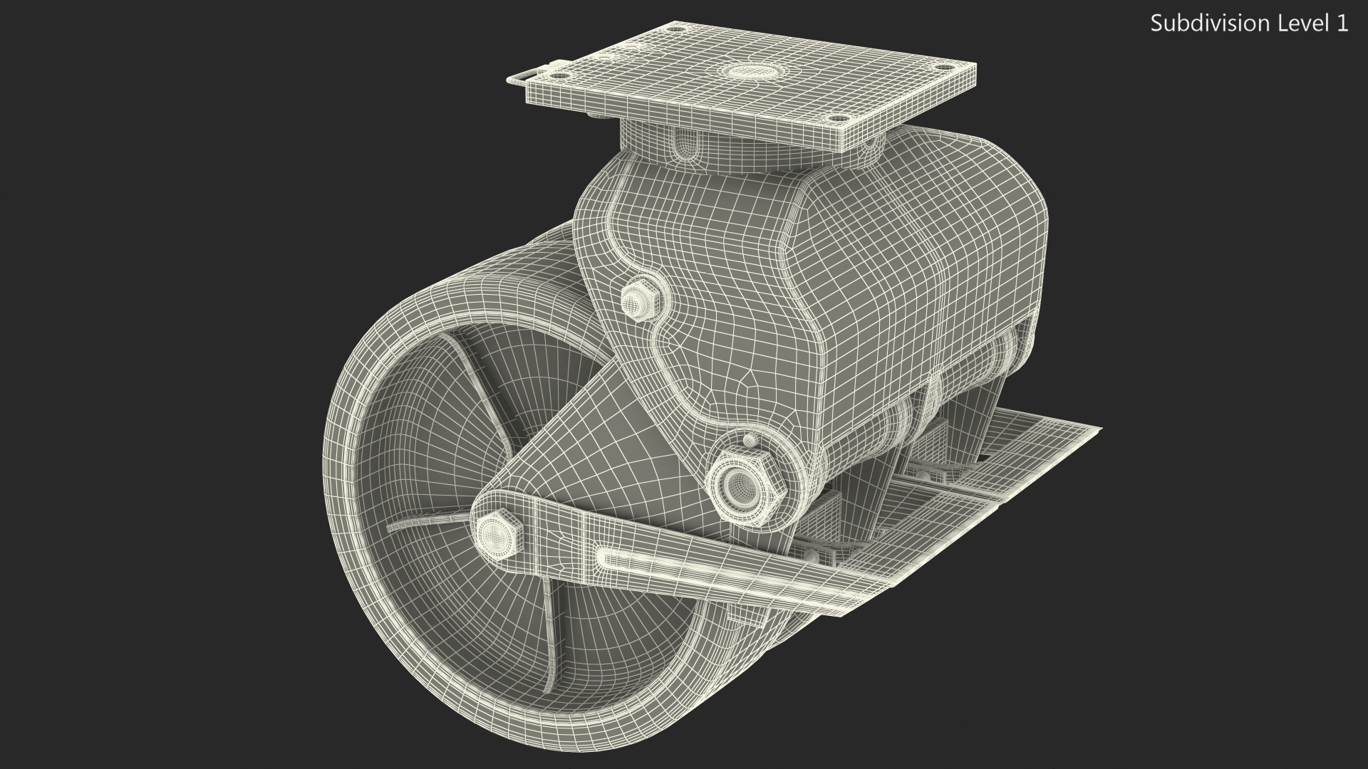 3D model Twin Wheel Swivel Caster with Brake