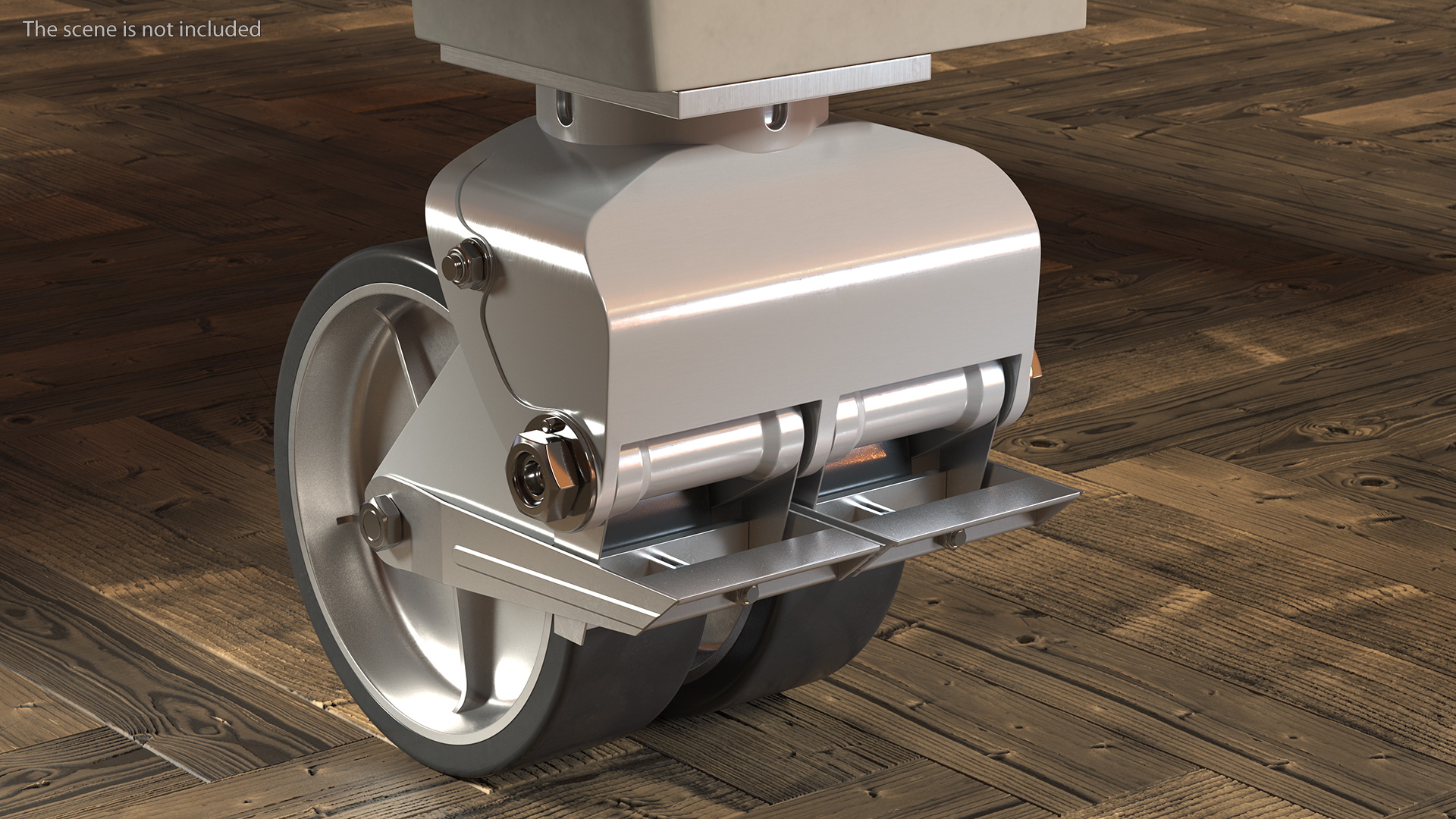 3D model Twin Wheel Swivel Caster with Brake