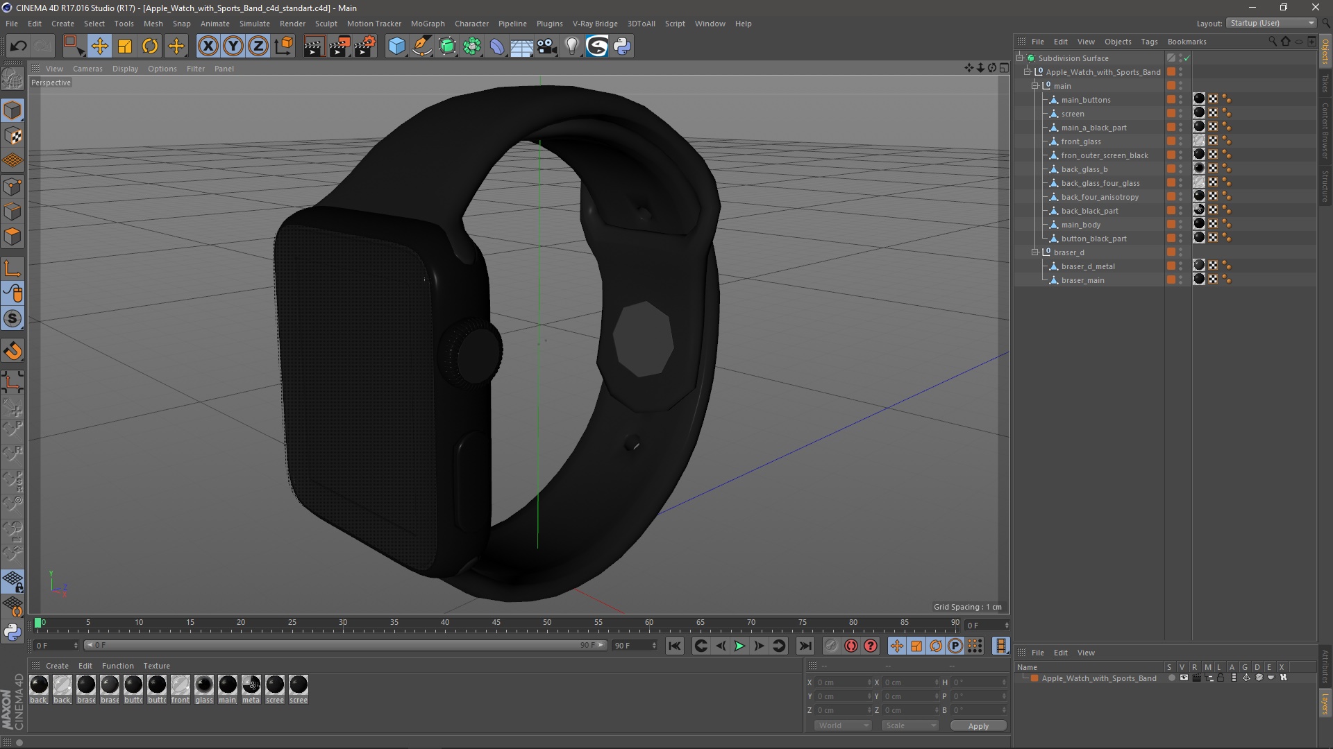 3D Apple Watch with Sports Band model