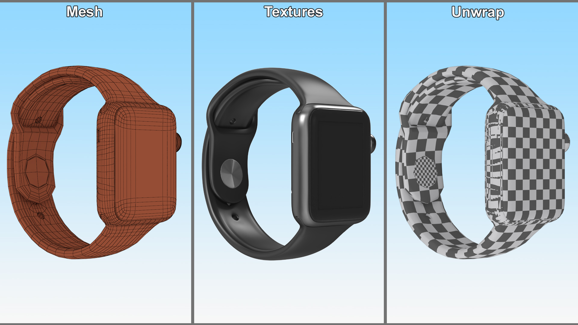 3D Apple Watch with Sports Band model