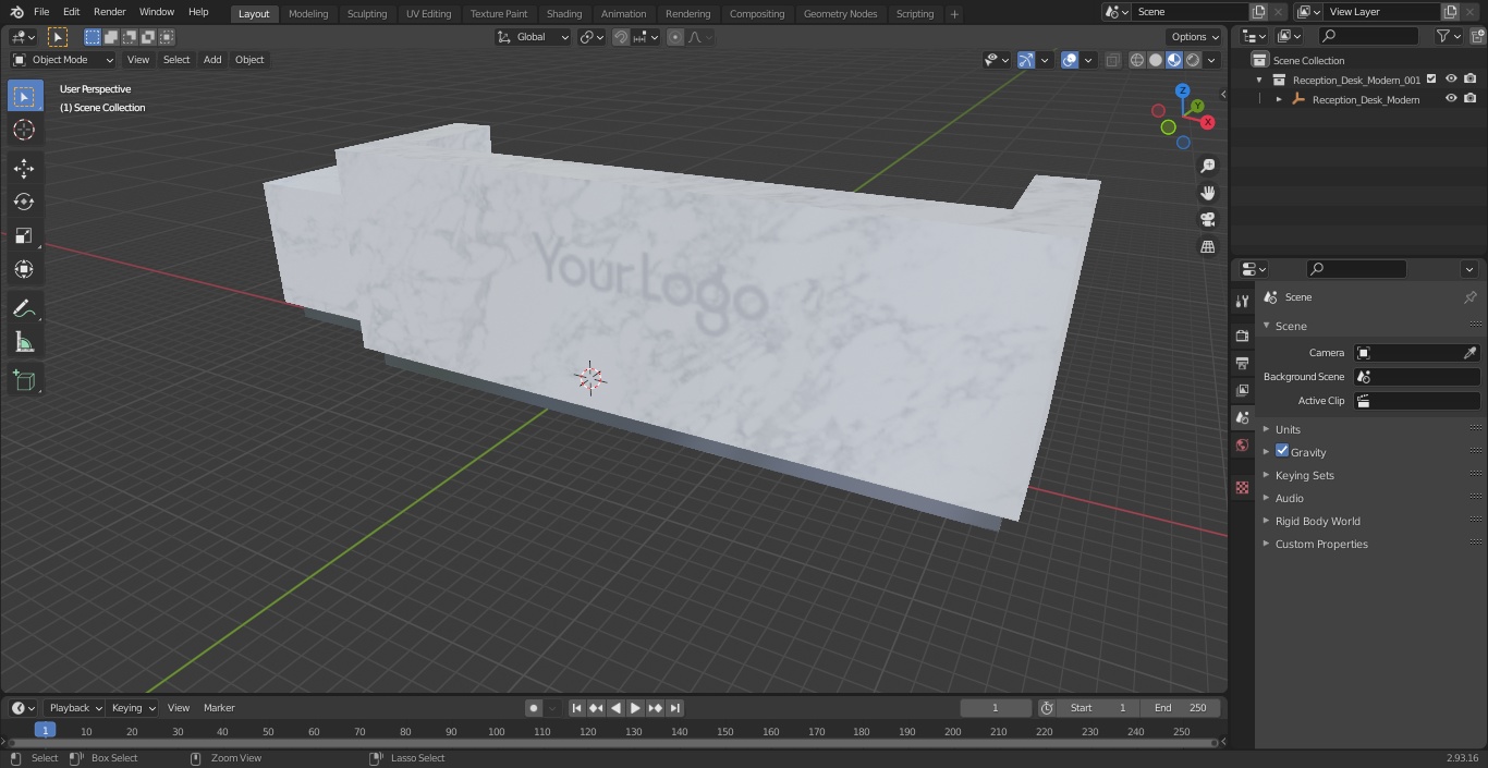 3D Reception Desk Modern