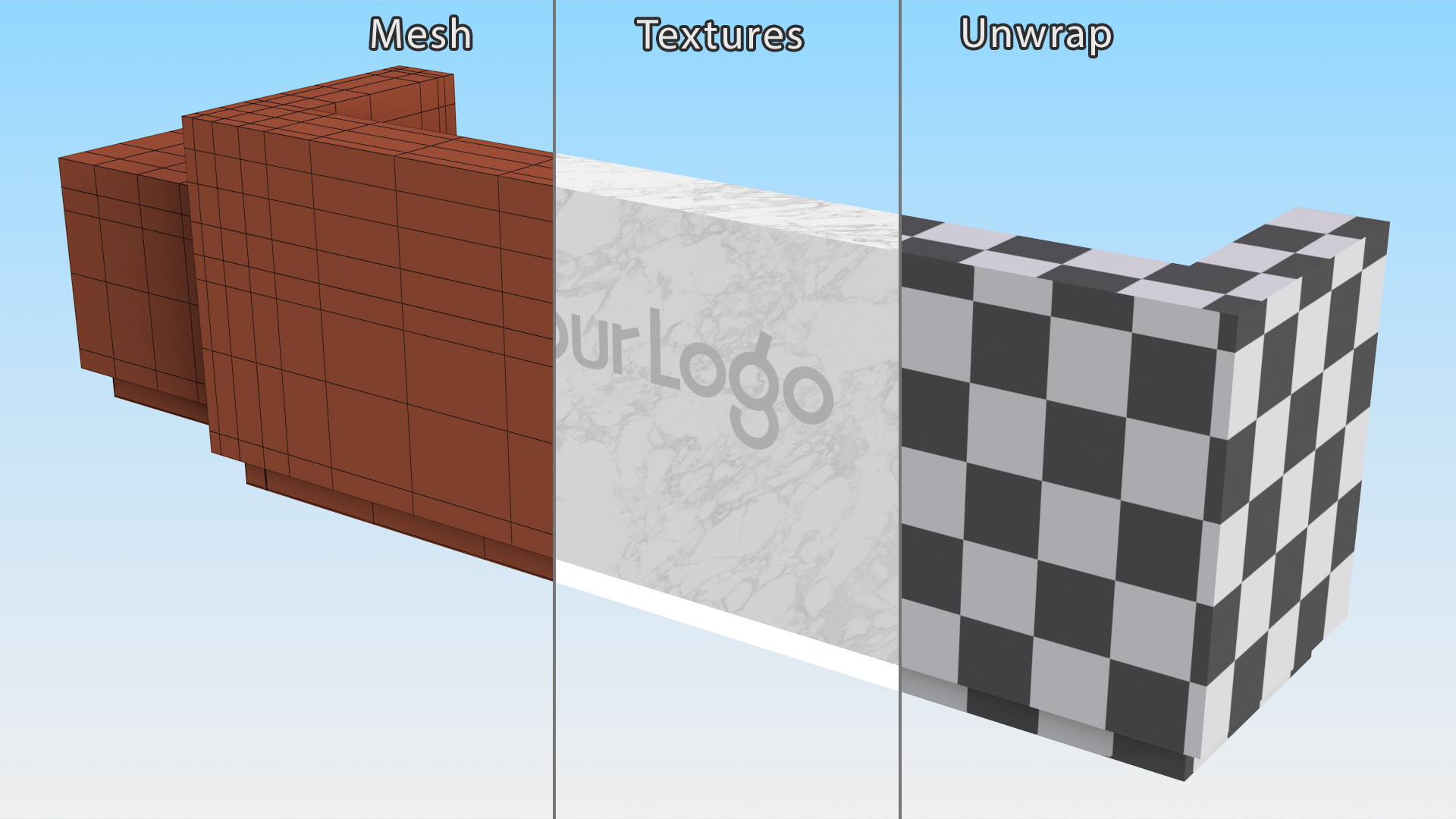 3D Reception Desk Modern