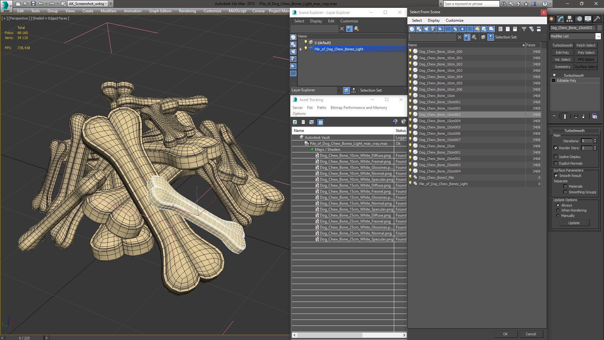 3D Pile of Dog Chew Bones Light model