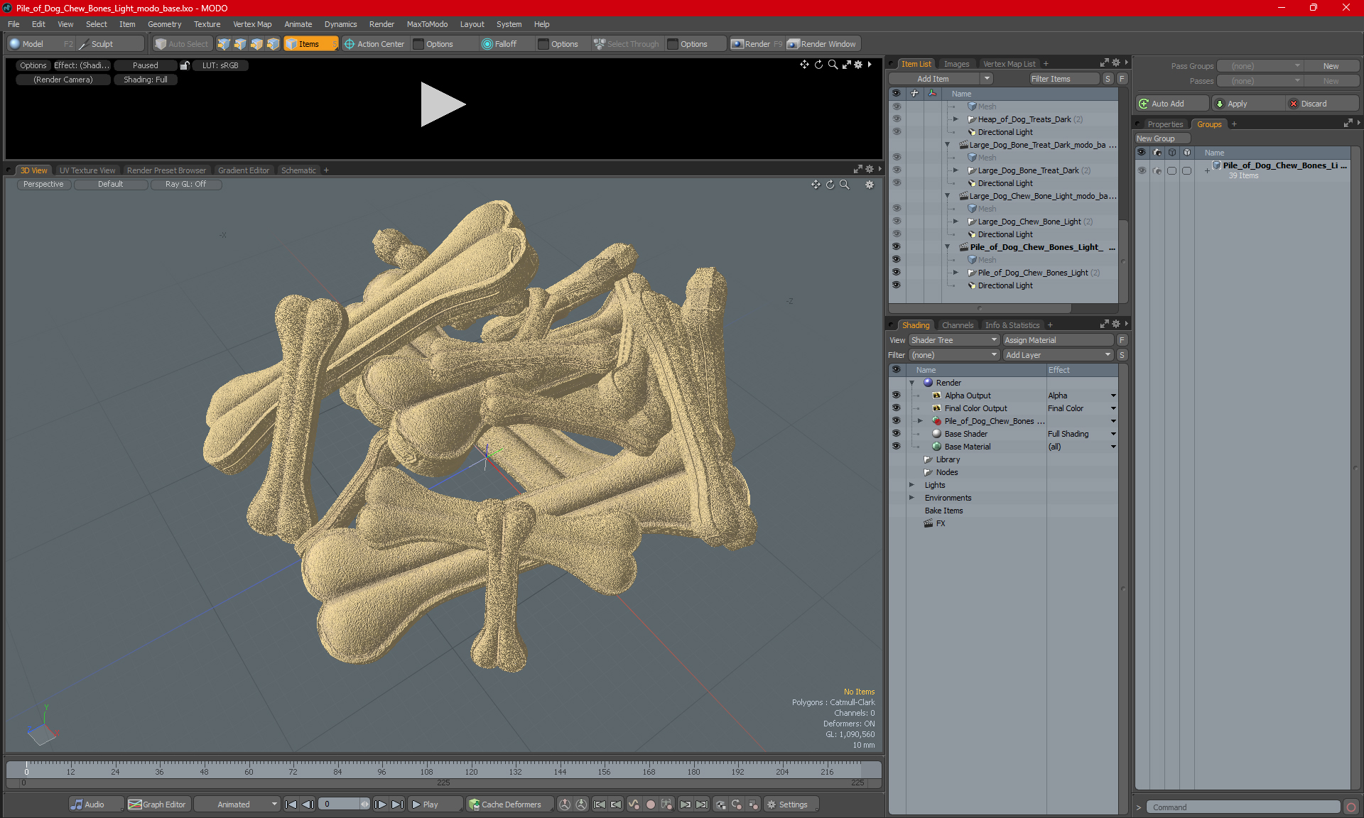 3D Pile of Dog Chew Bones Light model