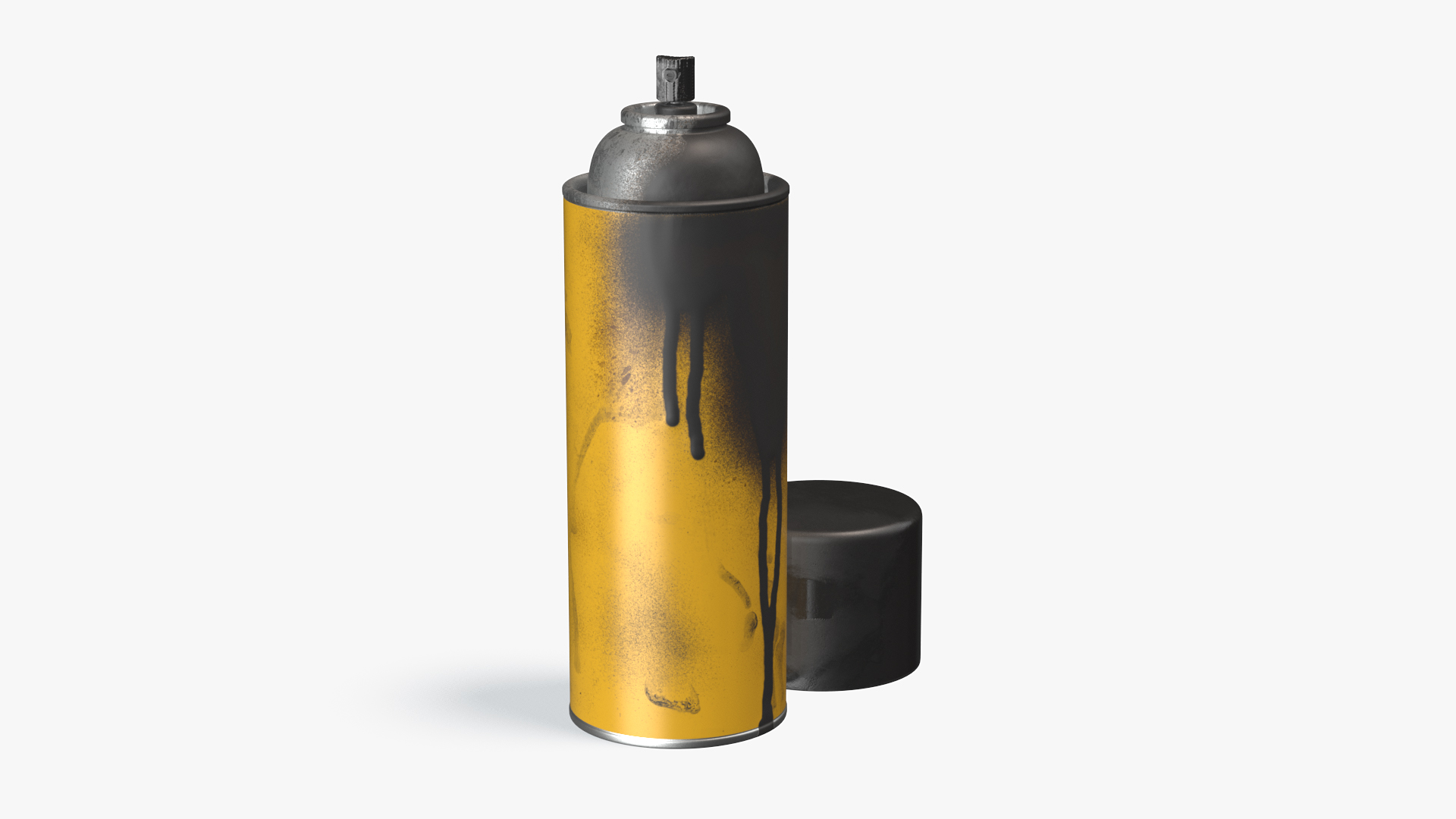 3D Used Cans of Spray Paint Yellow