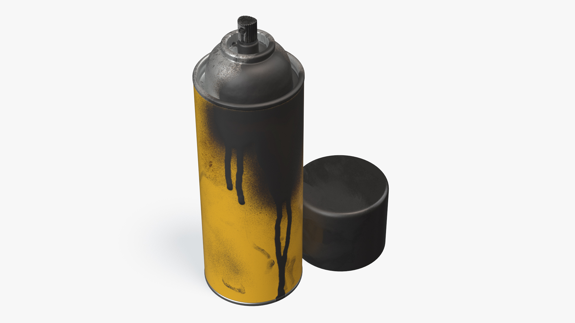 3D Used Cans of Spray Paint Yellow
