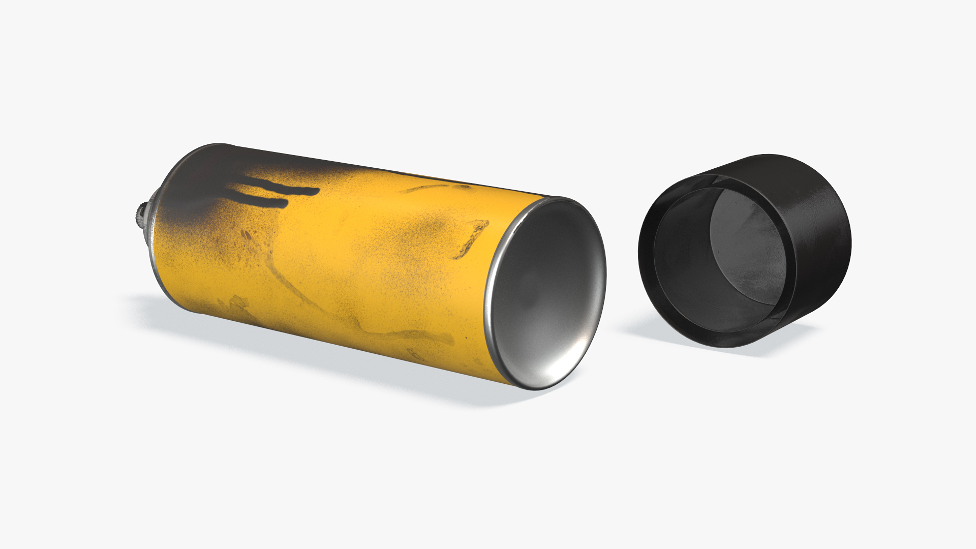 3D Used Cans of Spray Paint Yellow