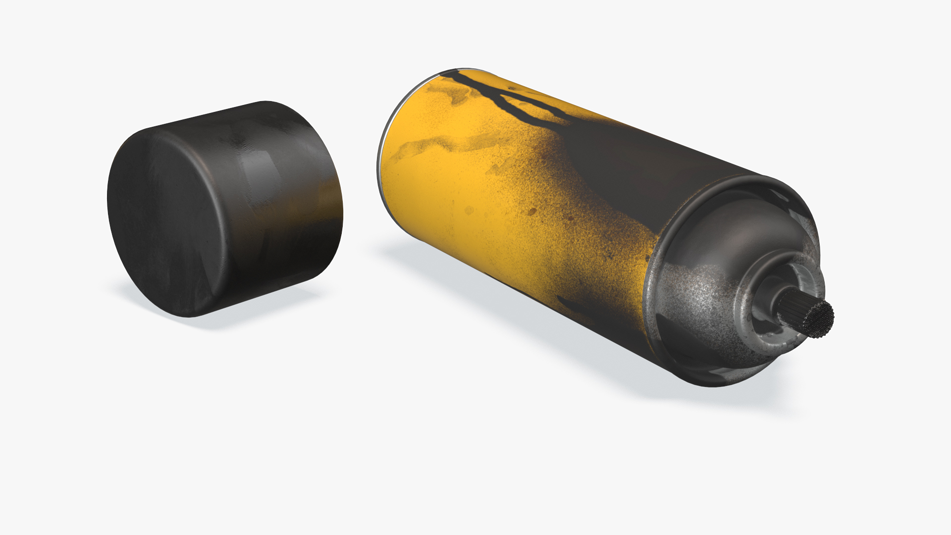 3D Used Cans of Spray Paint Yellow