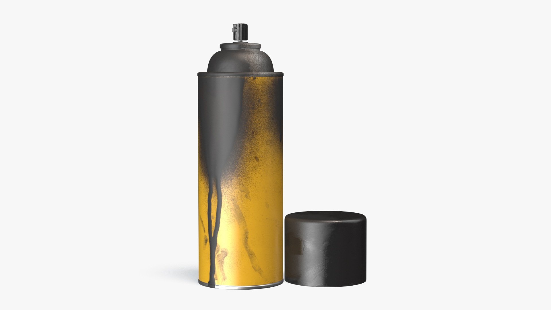 3D Used Cans of Spray Paint Yellow
