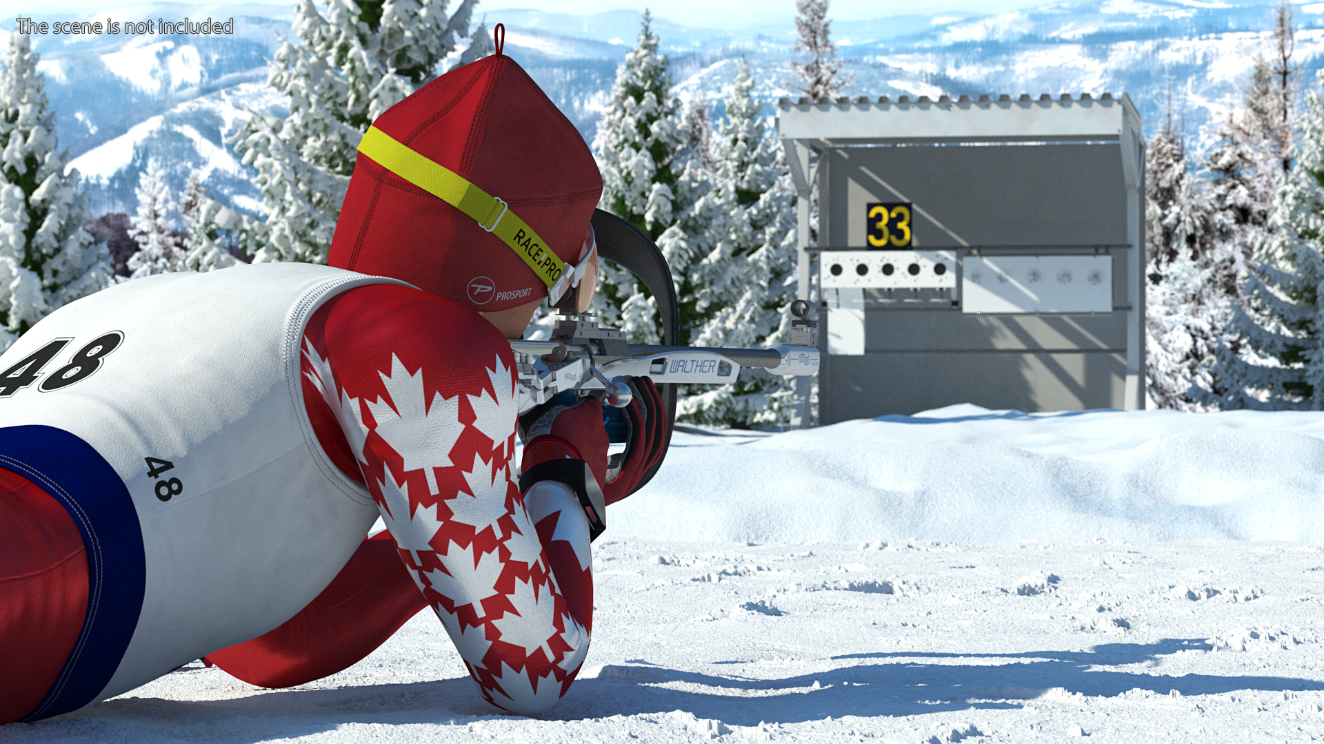 3D Biathlete Fully Equipped Canada Team Rigged model