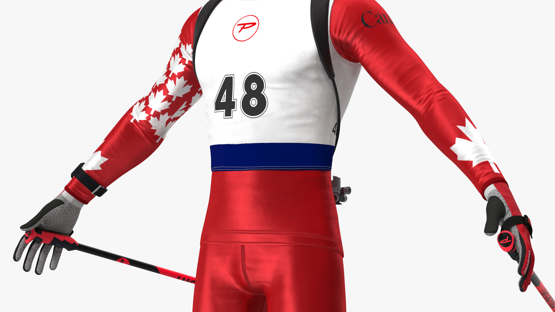 3D Biathlete Fully Equipped Canada Team Rigged model