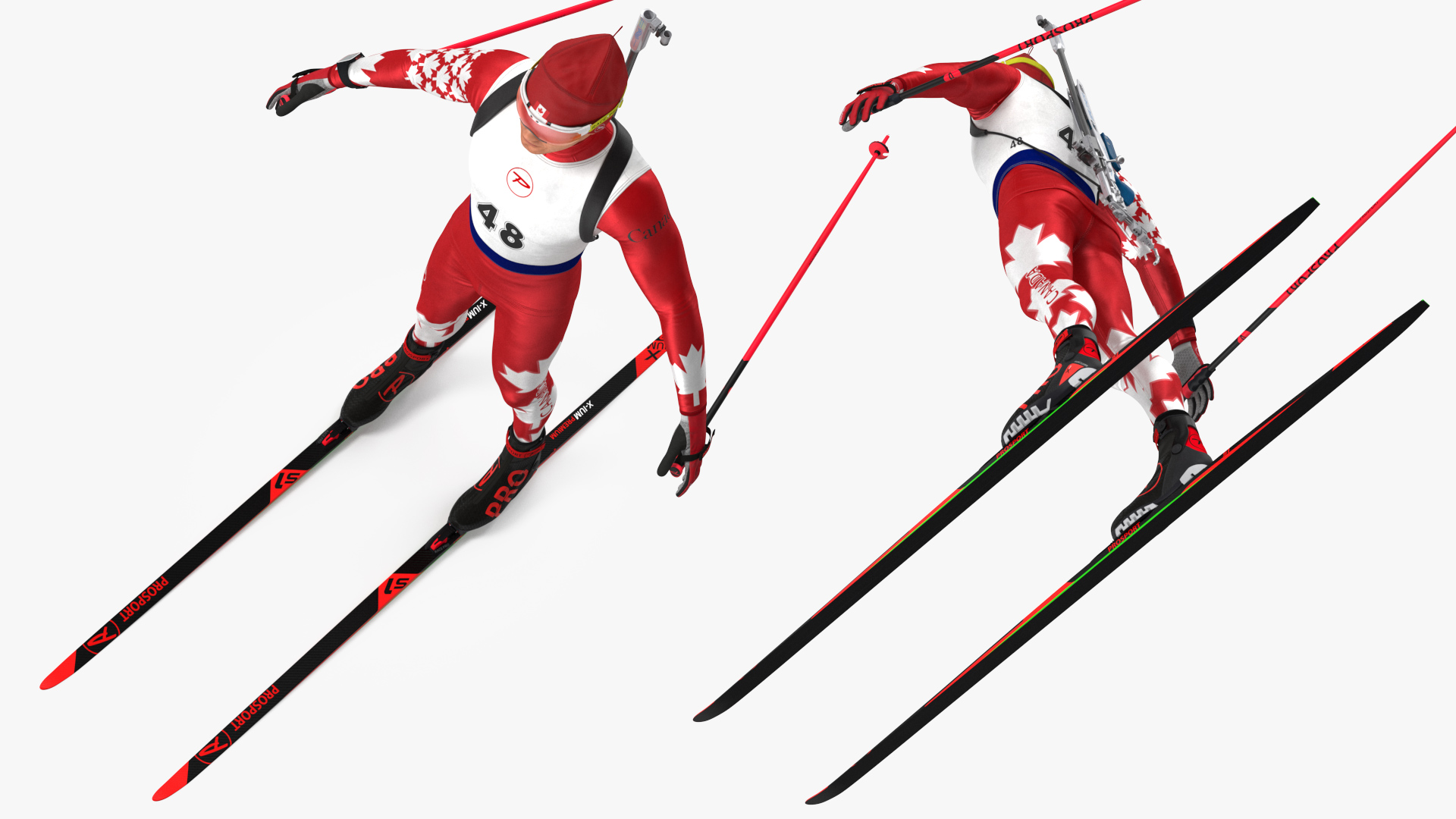 3D Biathlete Fully Equipped Canada Team Rigged model
