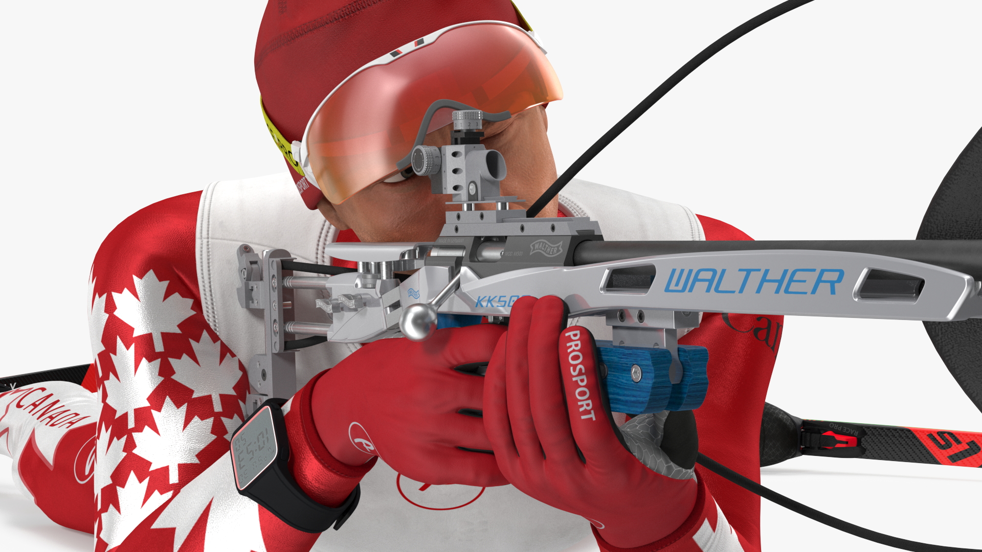 3D Biathlete Fully Equipped Canada Team Rigged model
