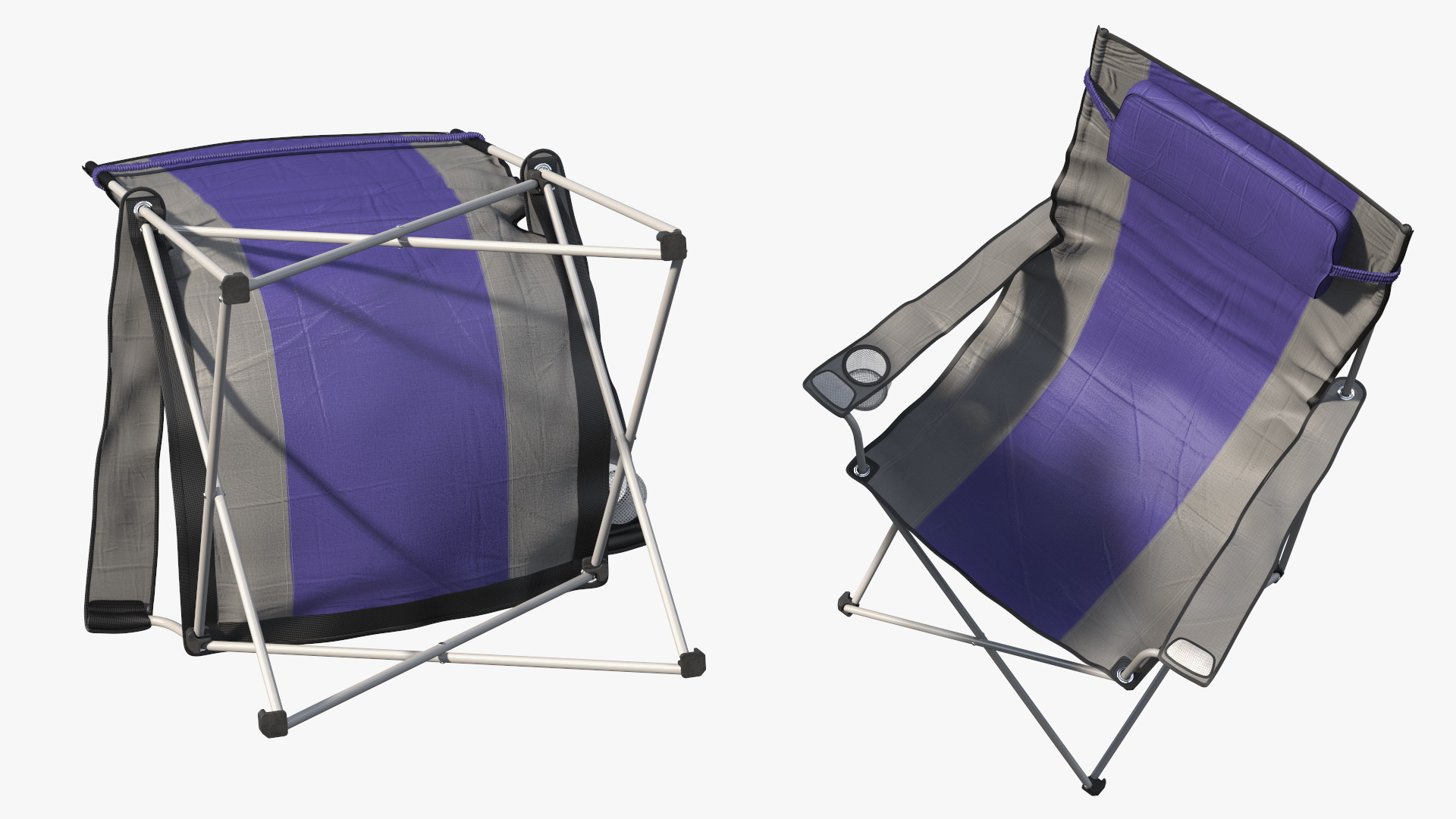 3D Tents and Chairs Around Campfire Pit