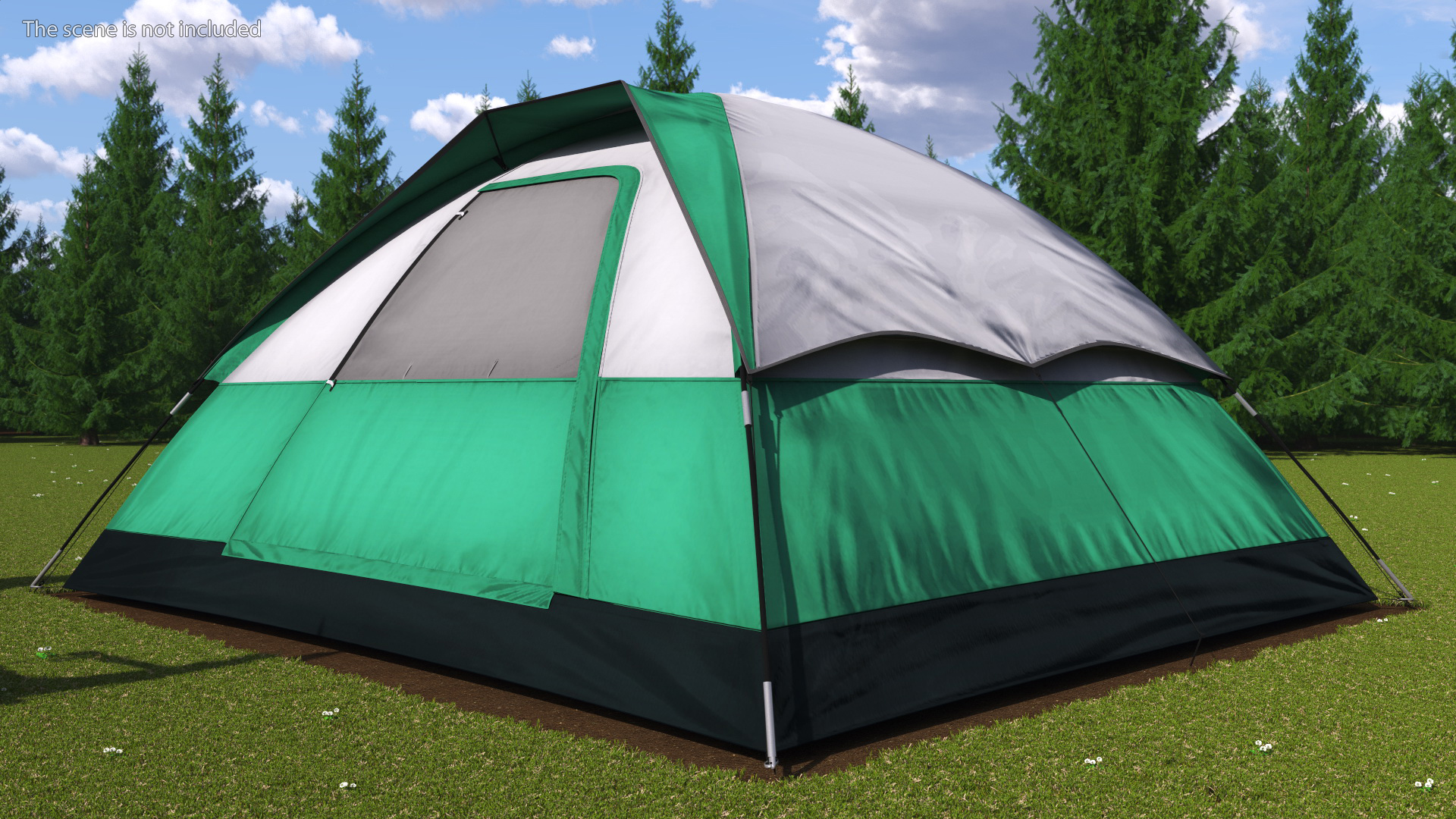 3D Tents and Chairs Around Campfire Pit