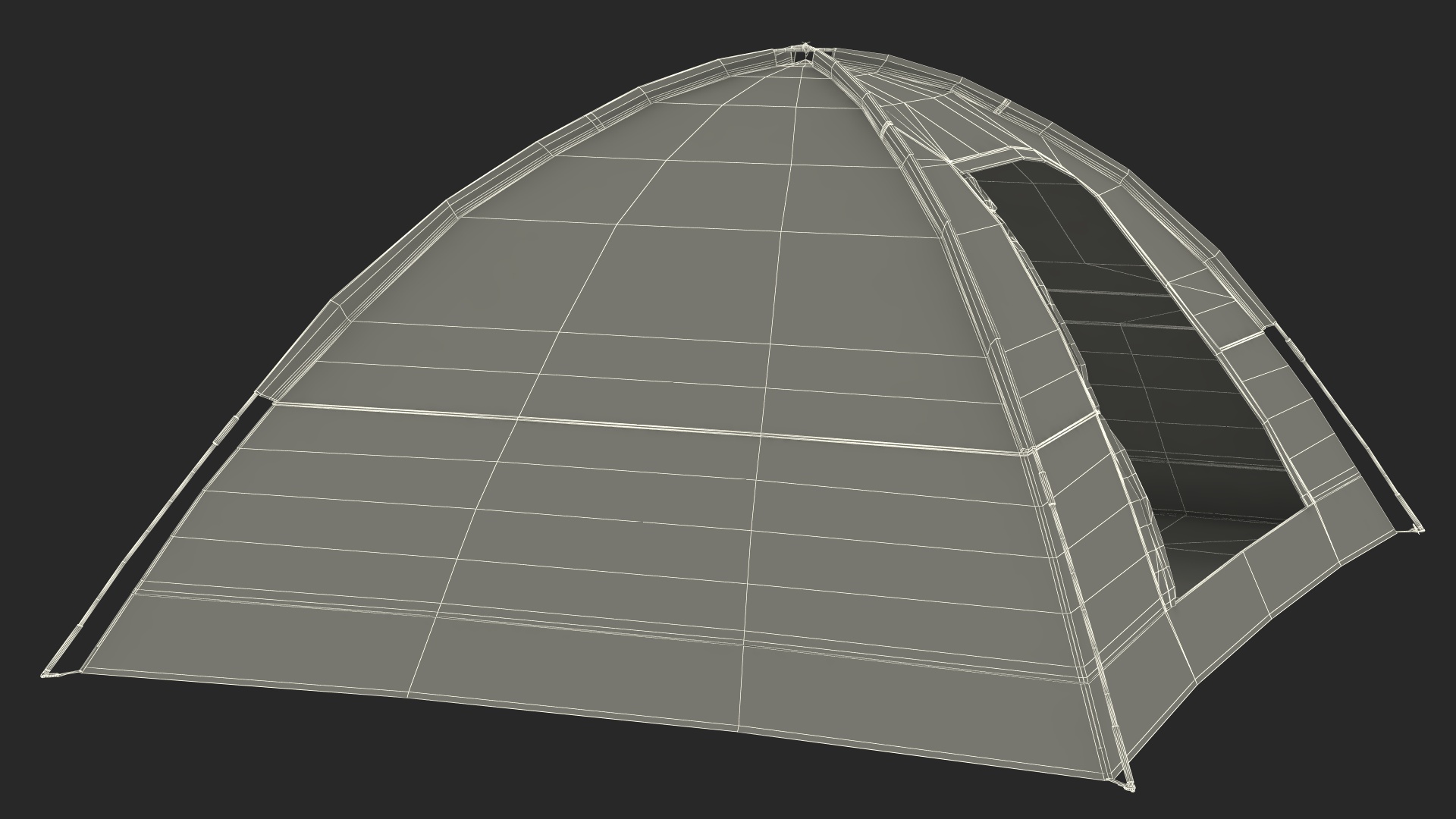 3D Tents and Chairs Around Campfire Pit