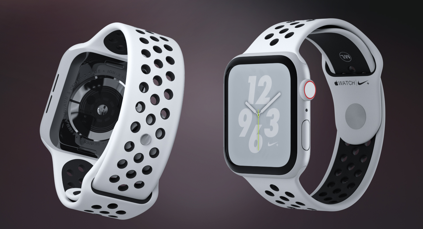 3D White Apple Watch Series 4 Nike
