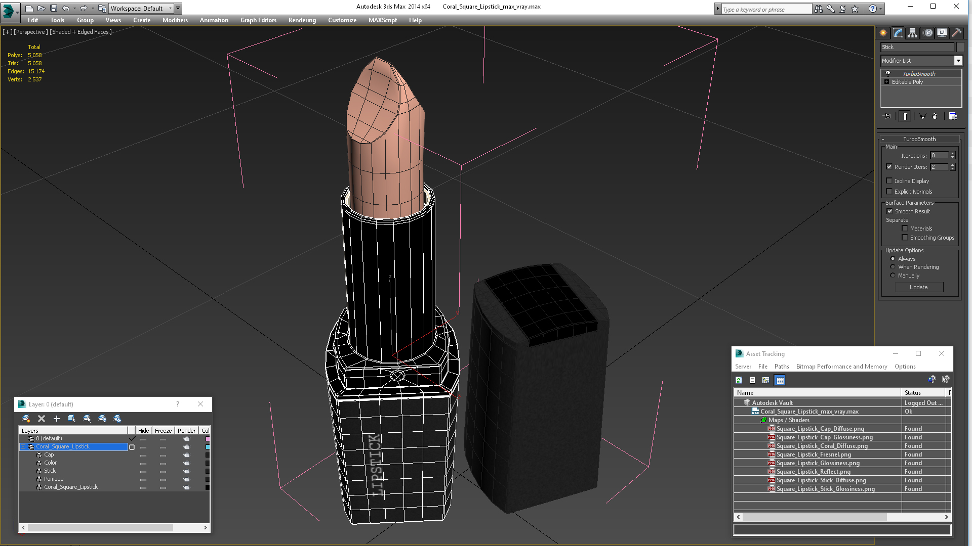 3D Coral Square Lipstick