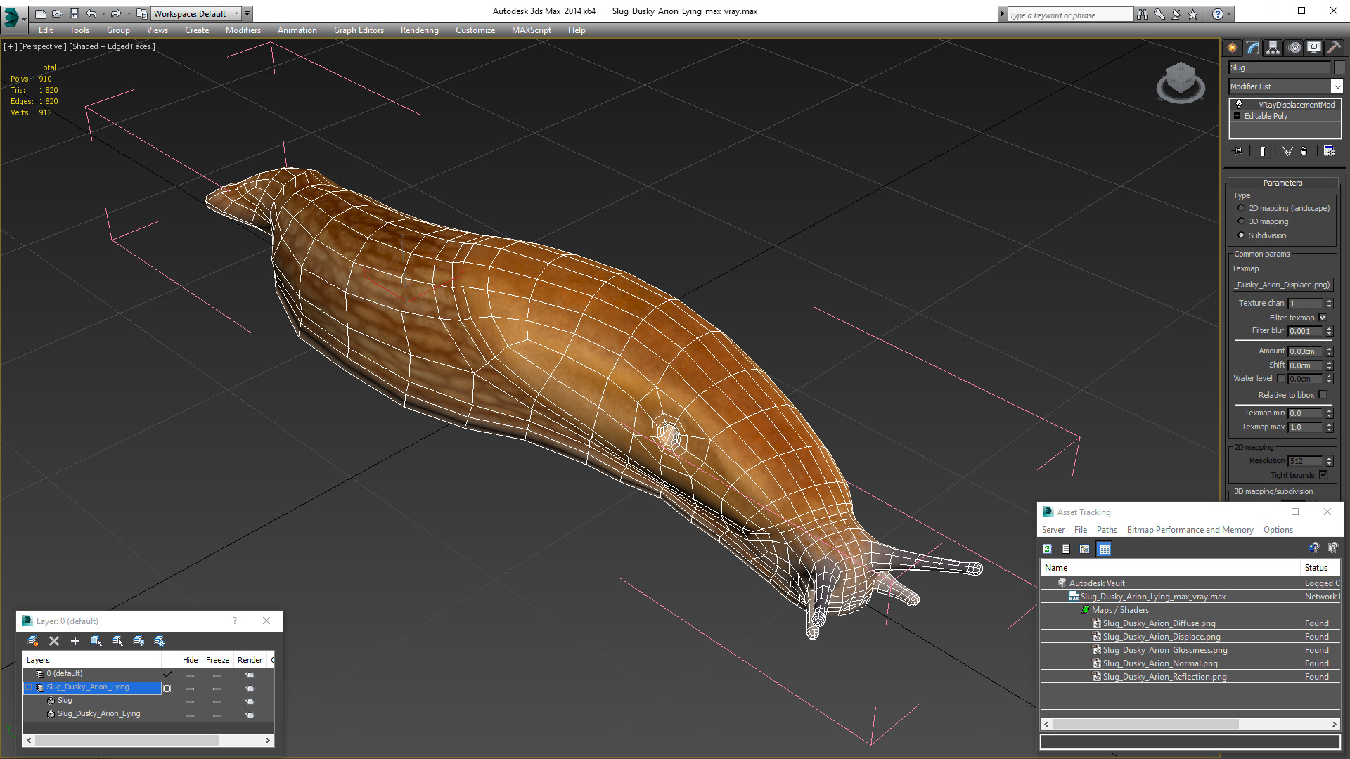 Slug Dusky Arion Lying 3D