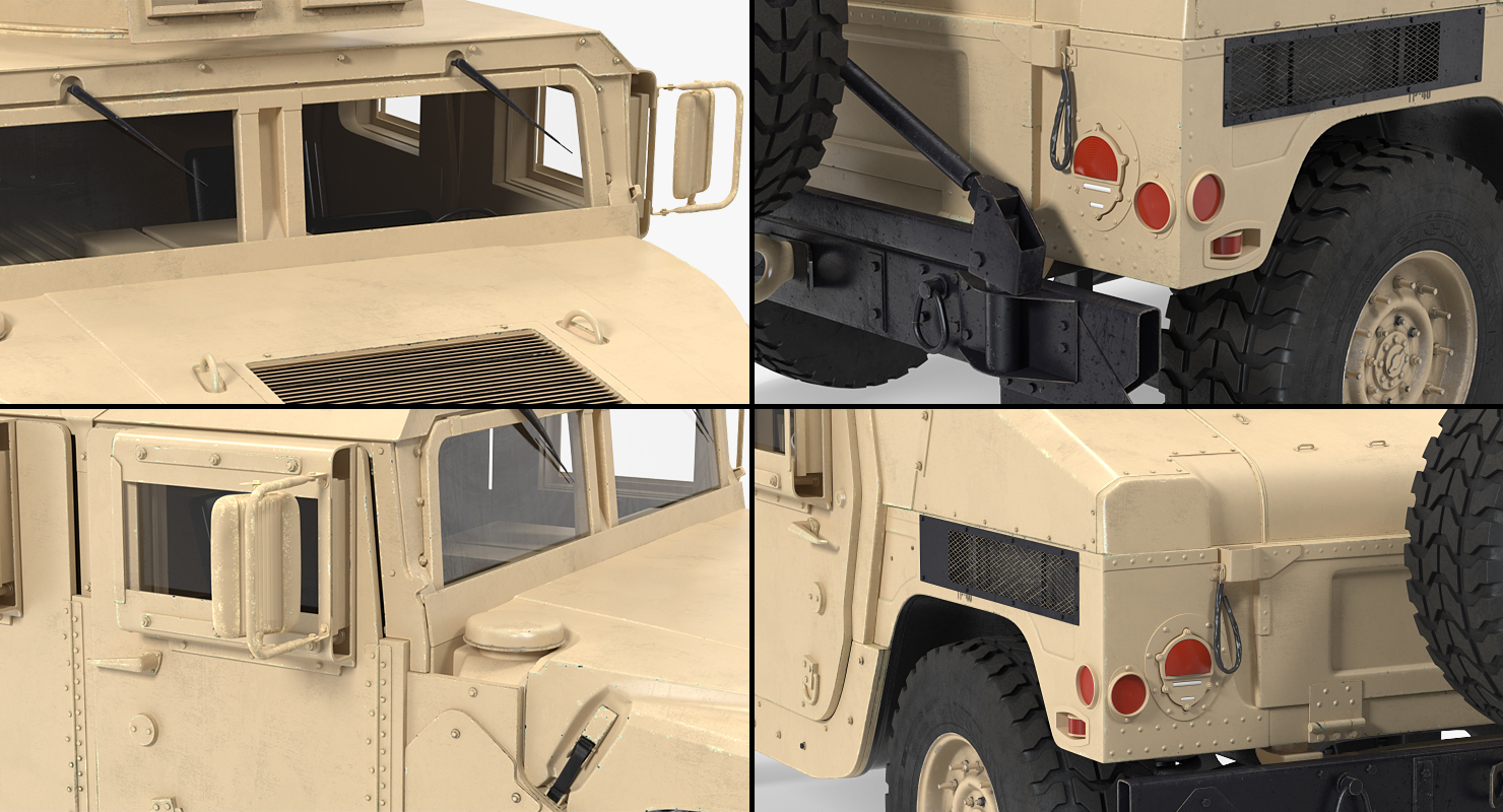 3D Humvee M1151 Enhanced Armament Carrier Simple Interior Desert