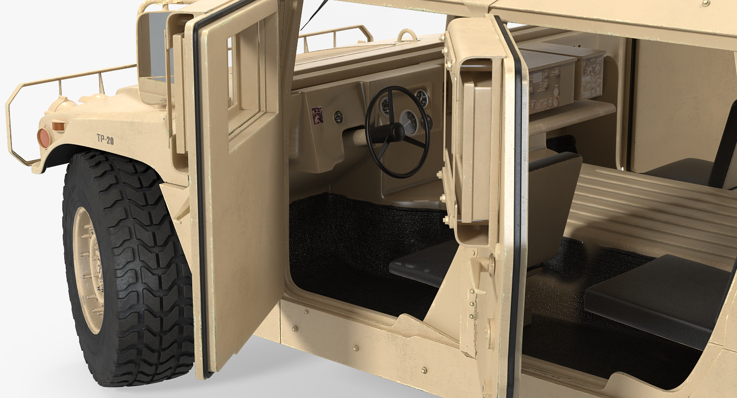 3D Humvee M1151 Enhanced Armament Carrier Simple Interior Desert