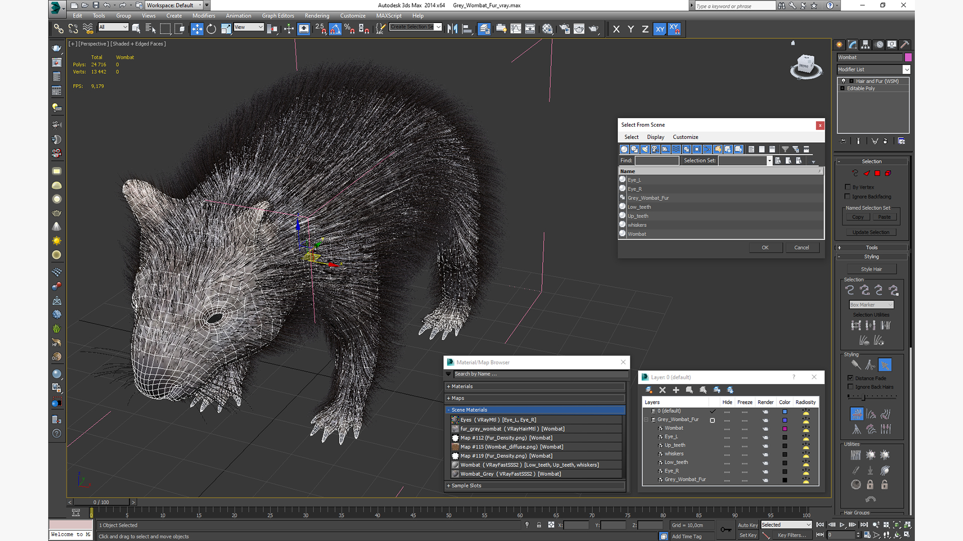 3D model Grey Wombat Fur