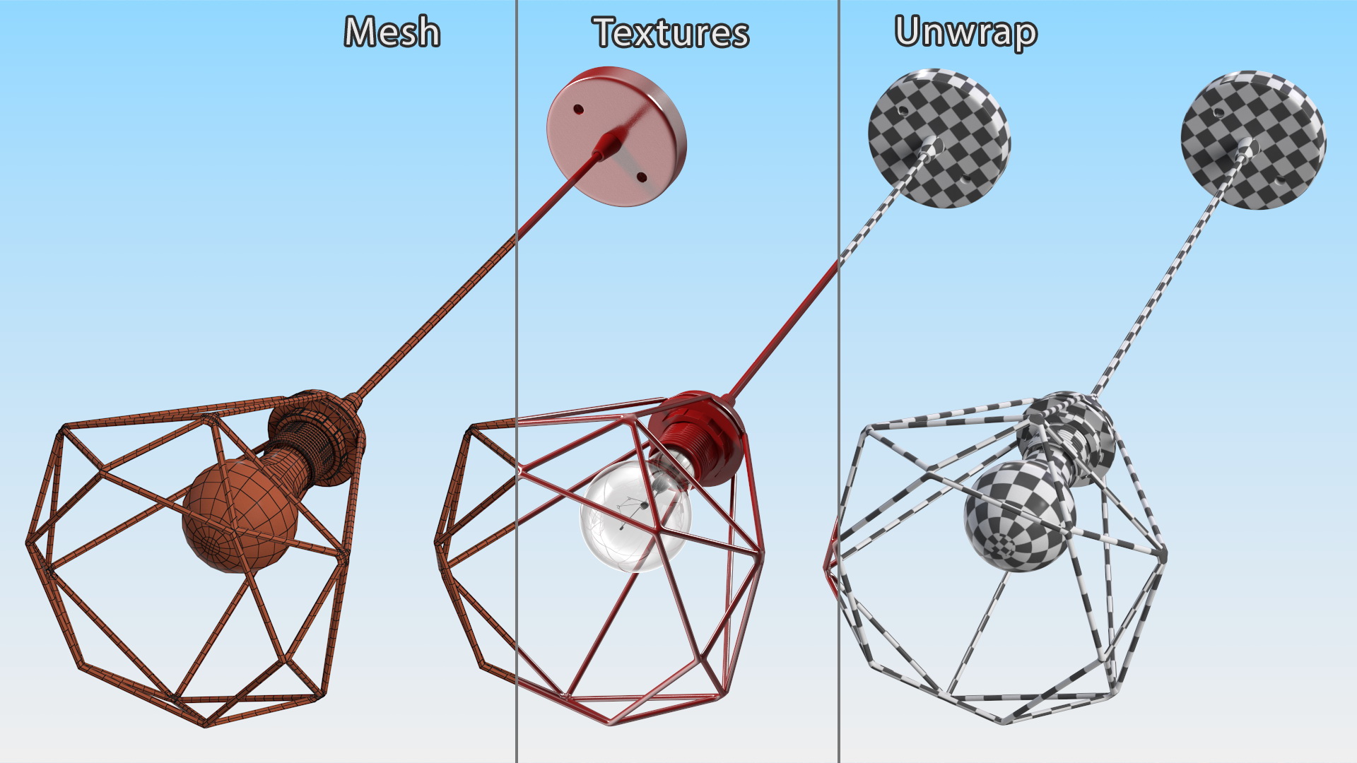 3D Modern Chandelier Red