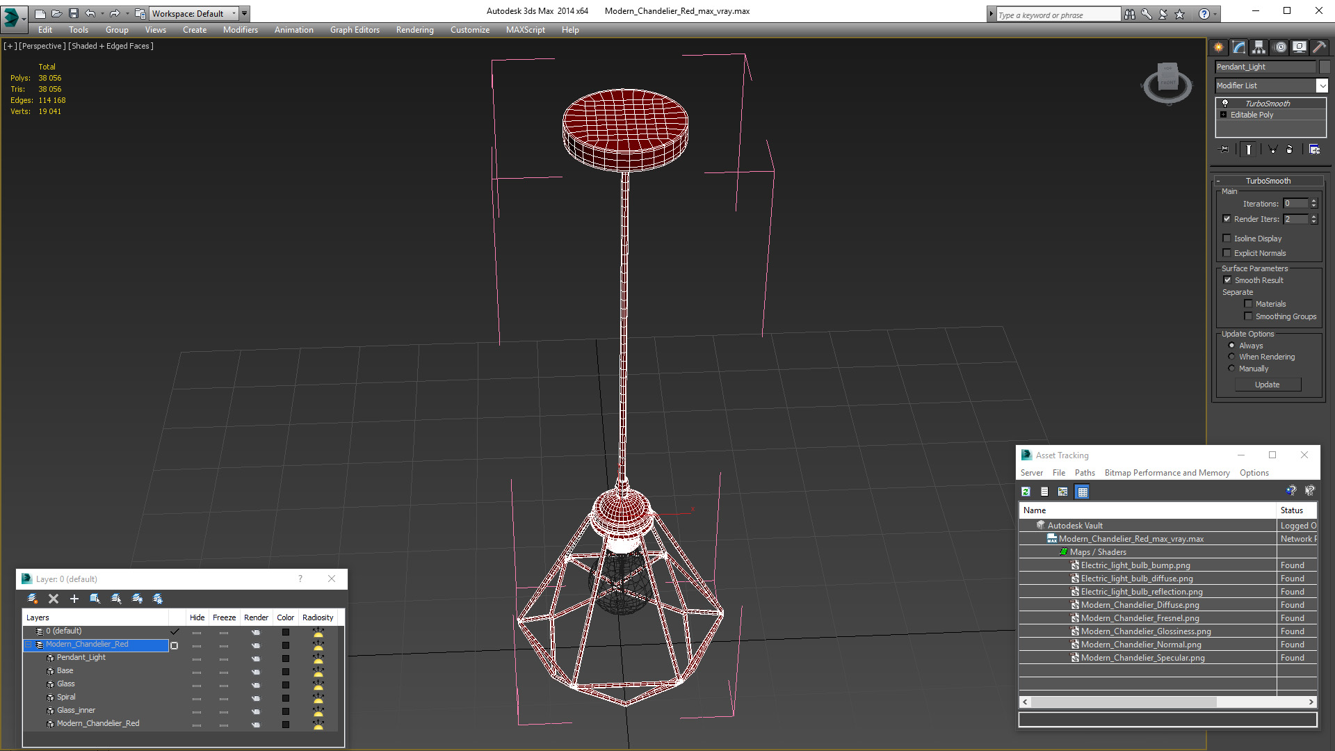 3D Modern Chandelier Red
