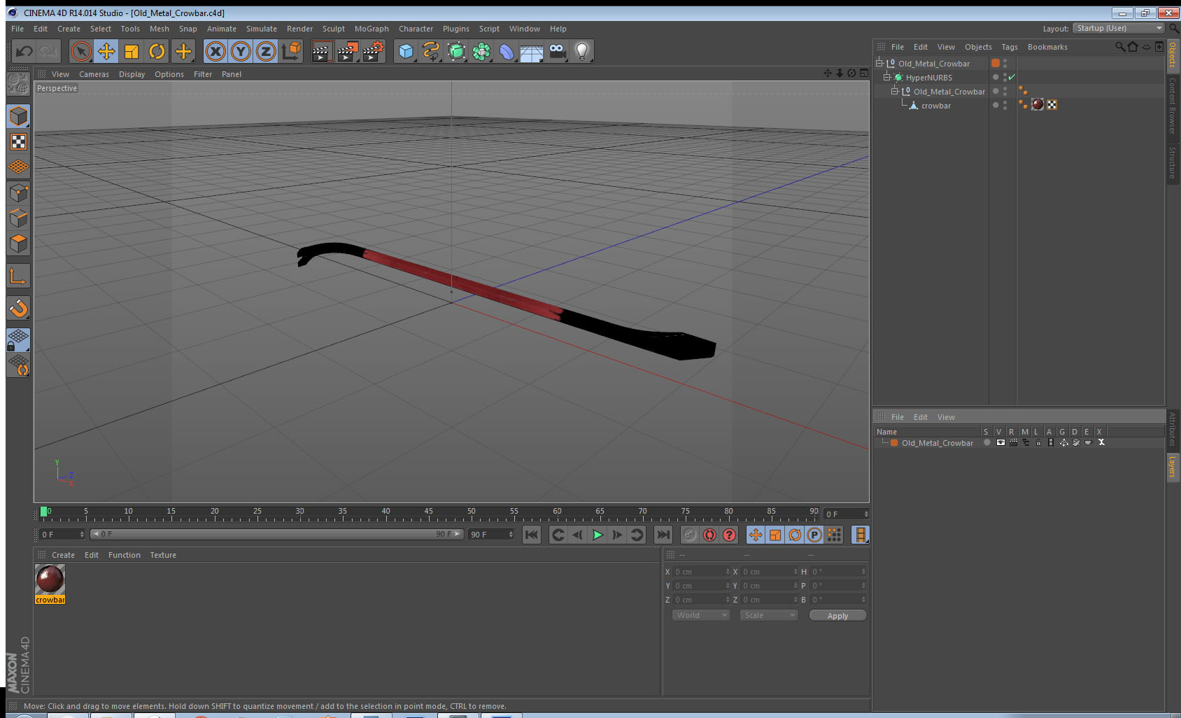 Old Metal Crowbar 3D