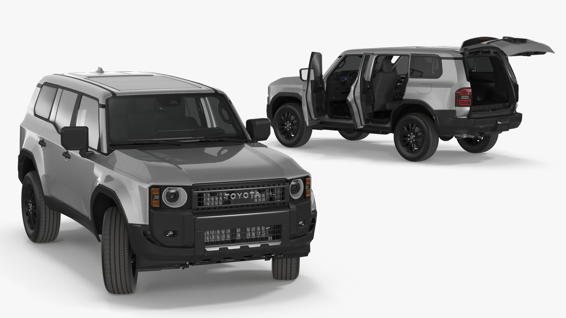 Toyota Land Cruiser 2024 Silver Color Rigged 3D model
