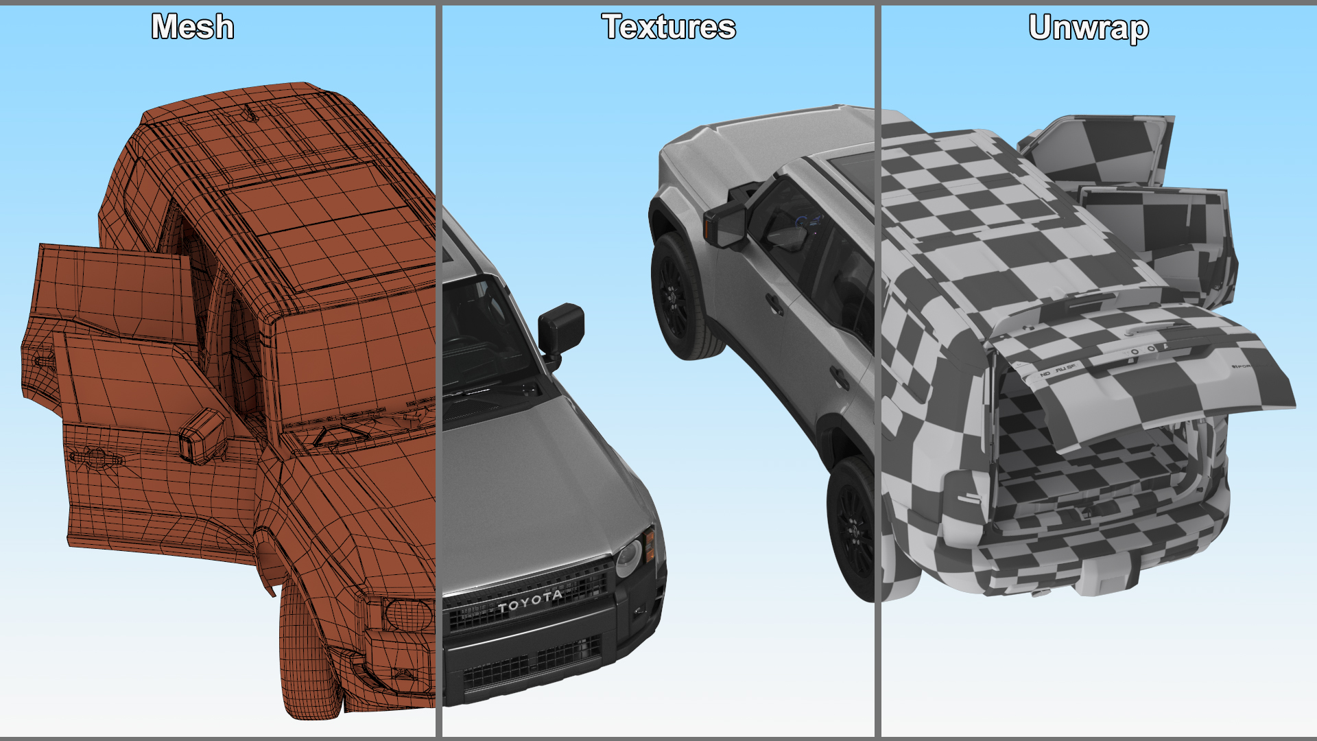 Toyota Land Cruiser 2024 Silver Color Rigged 3D model