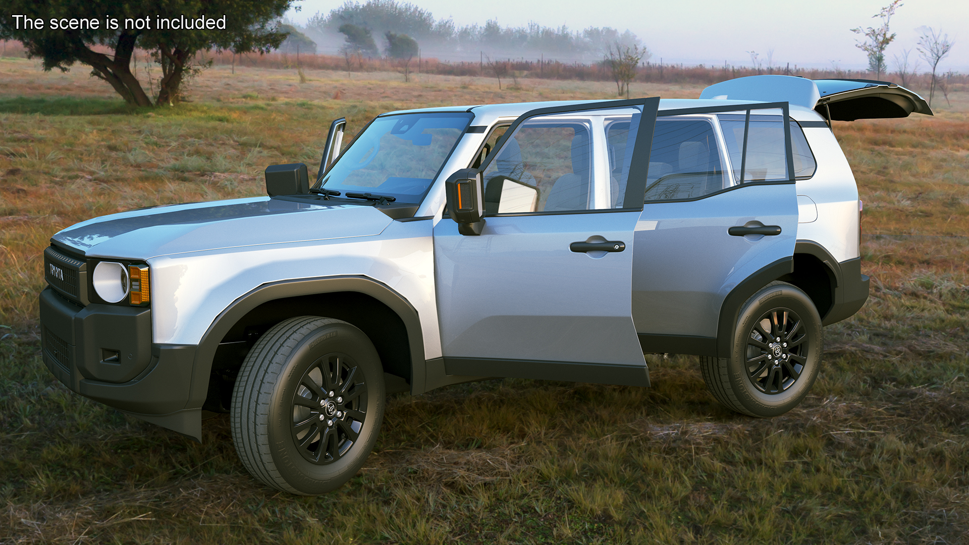 Toyota Land Cruiser 2024 Silver Color Rigged 3D model