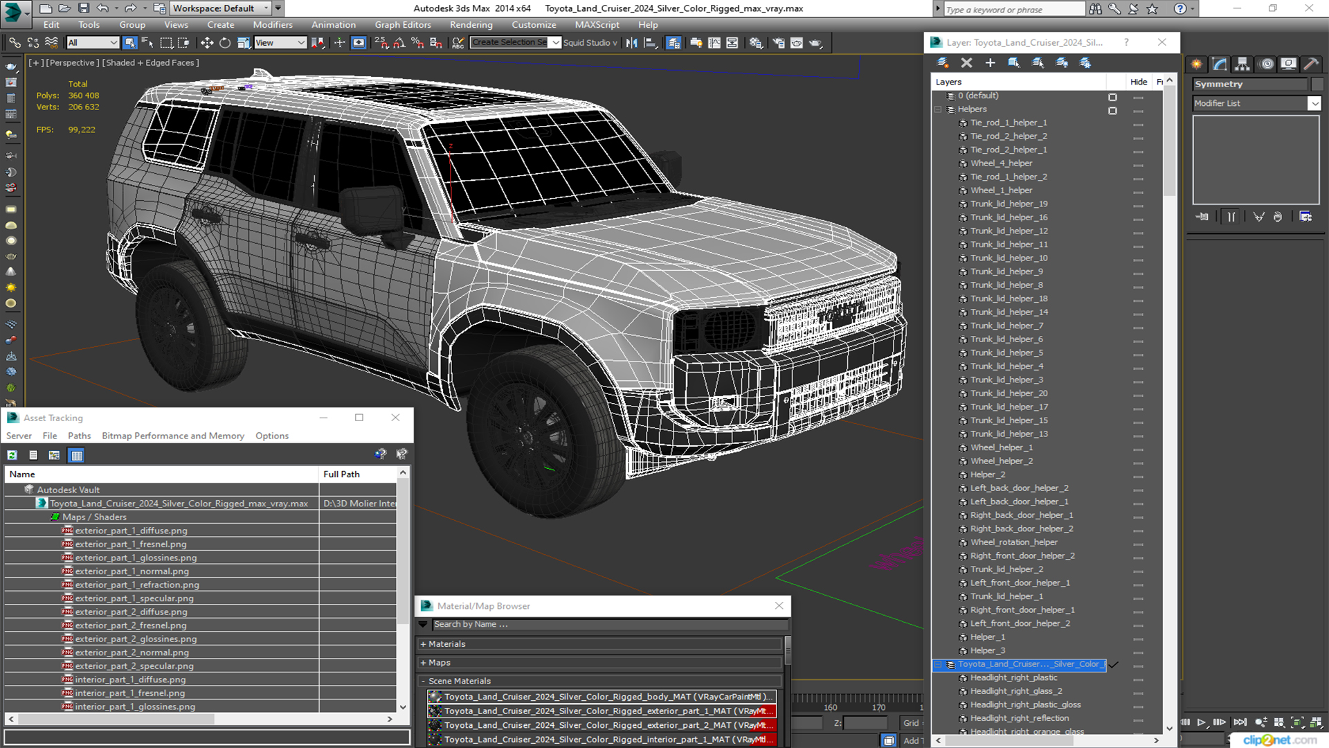 Toyota Land Cruiser 2024 Silver Color Rigged 3D model