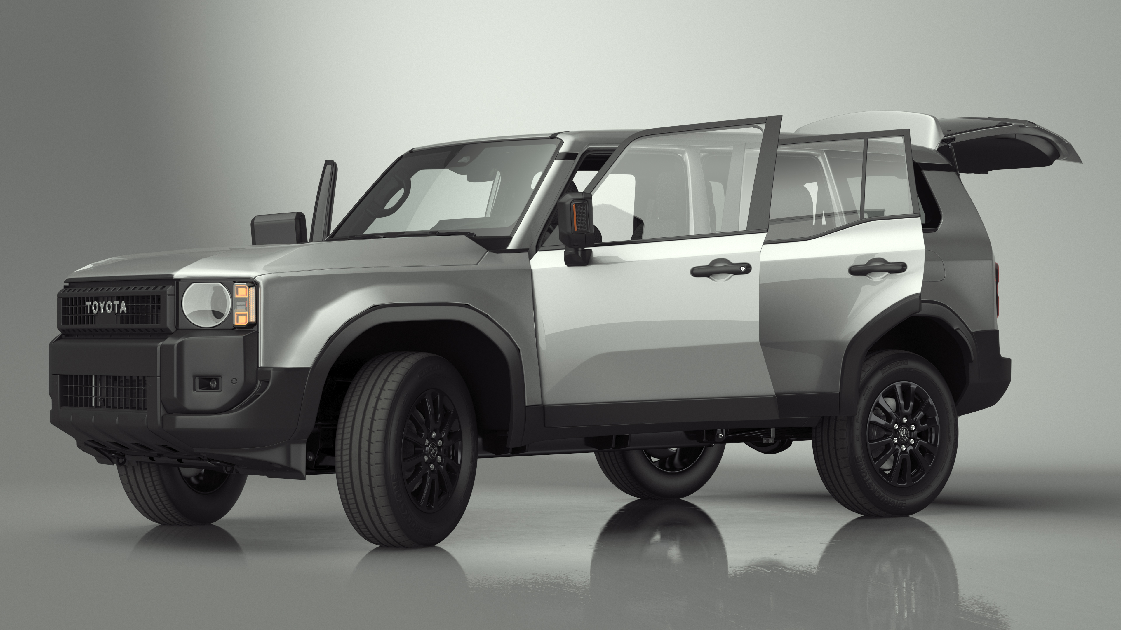 Toyota Land Cruiser 2024 Silver Color Rigged 3D model