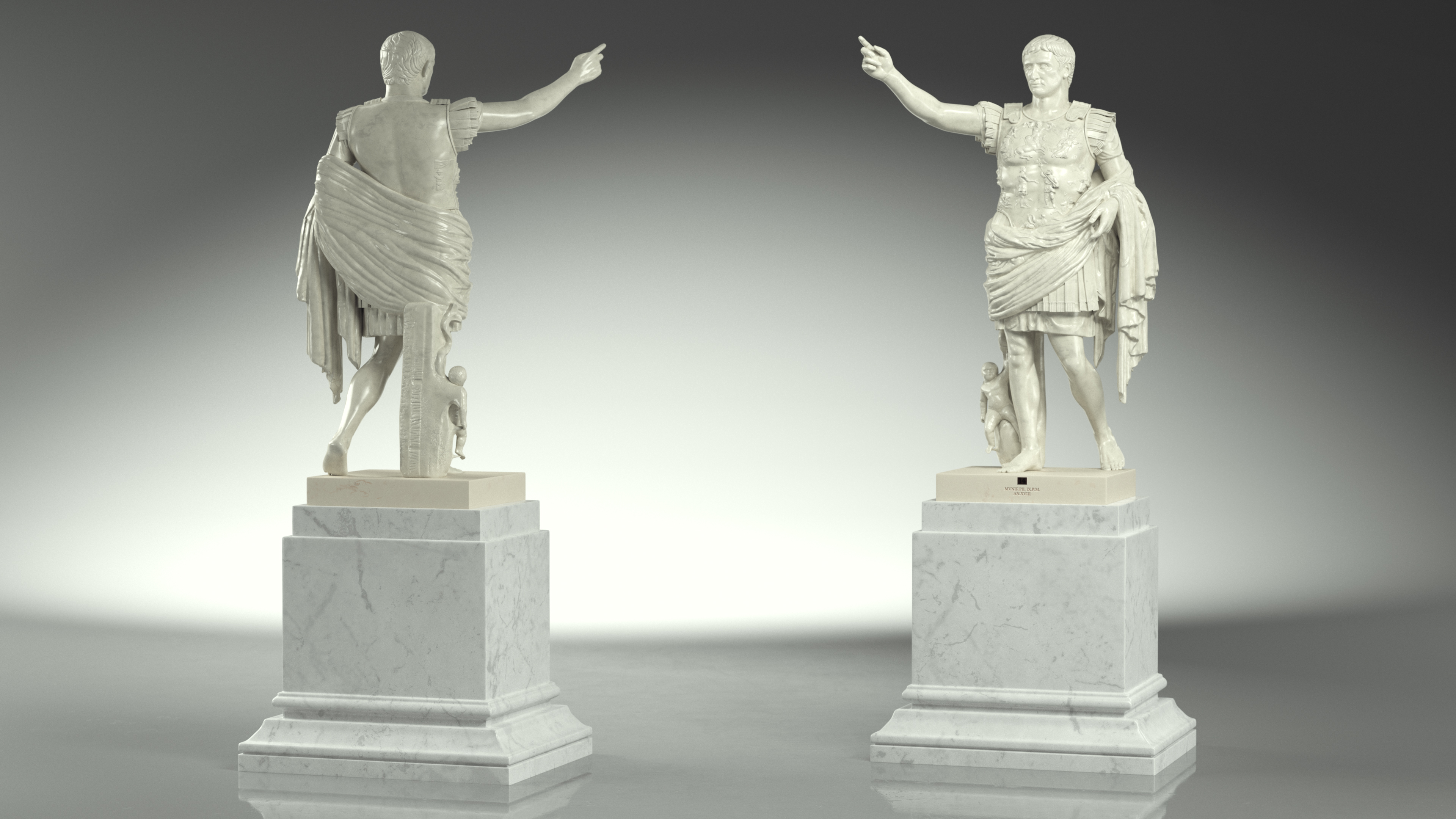 Caesar Augustus of Prima Porta Replica Statue Marble 3D