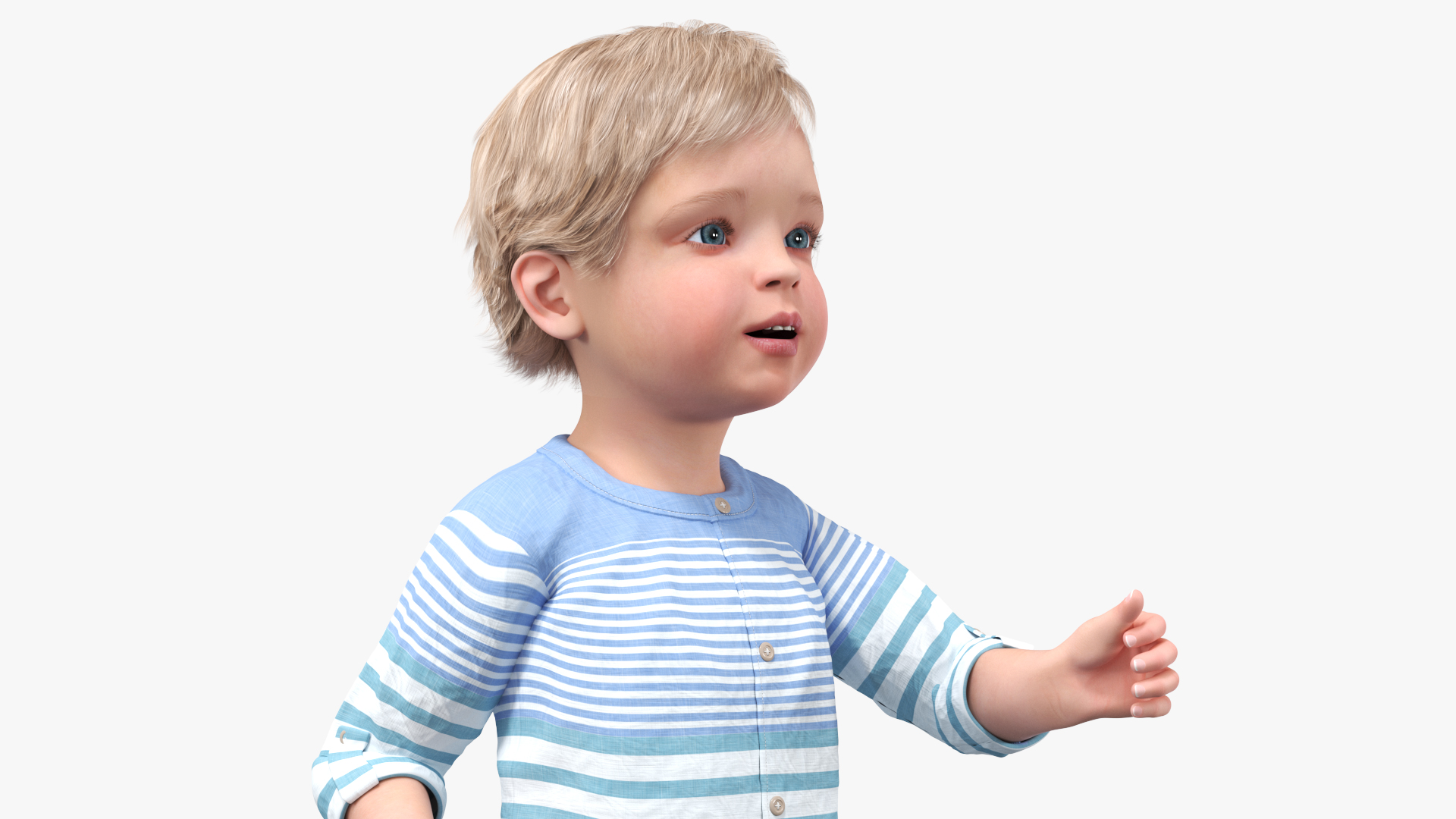 3D Baby in Summer Strolling Clothes Rigged for Maya model