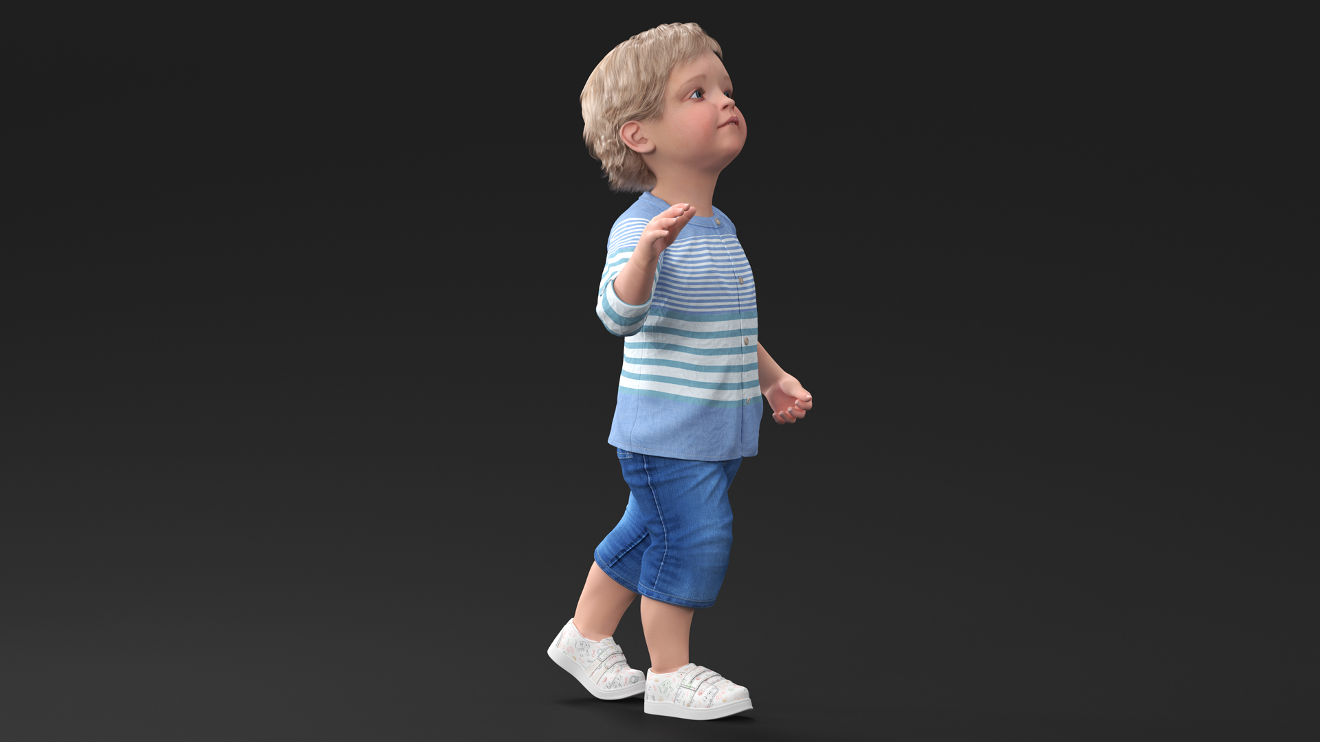 3D Baby in Summer Strolling Clothes Rigged for Maya model