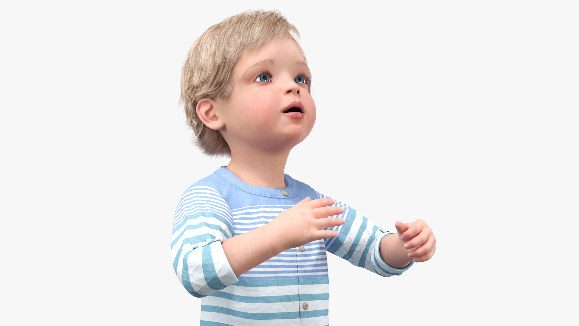 3D Baby in Summer Strolling Clothes Rigged for Maya model